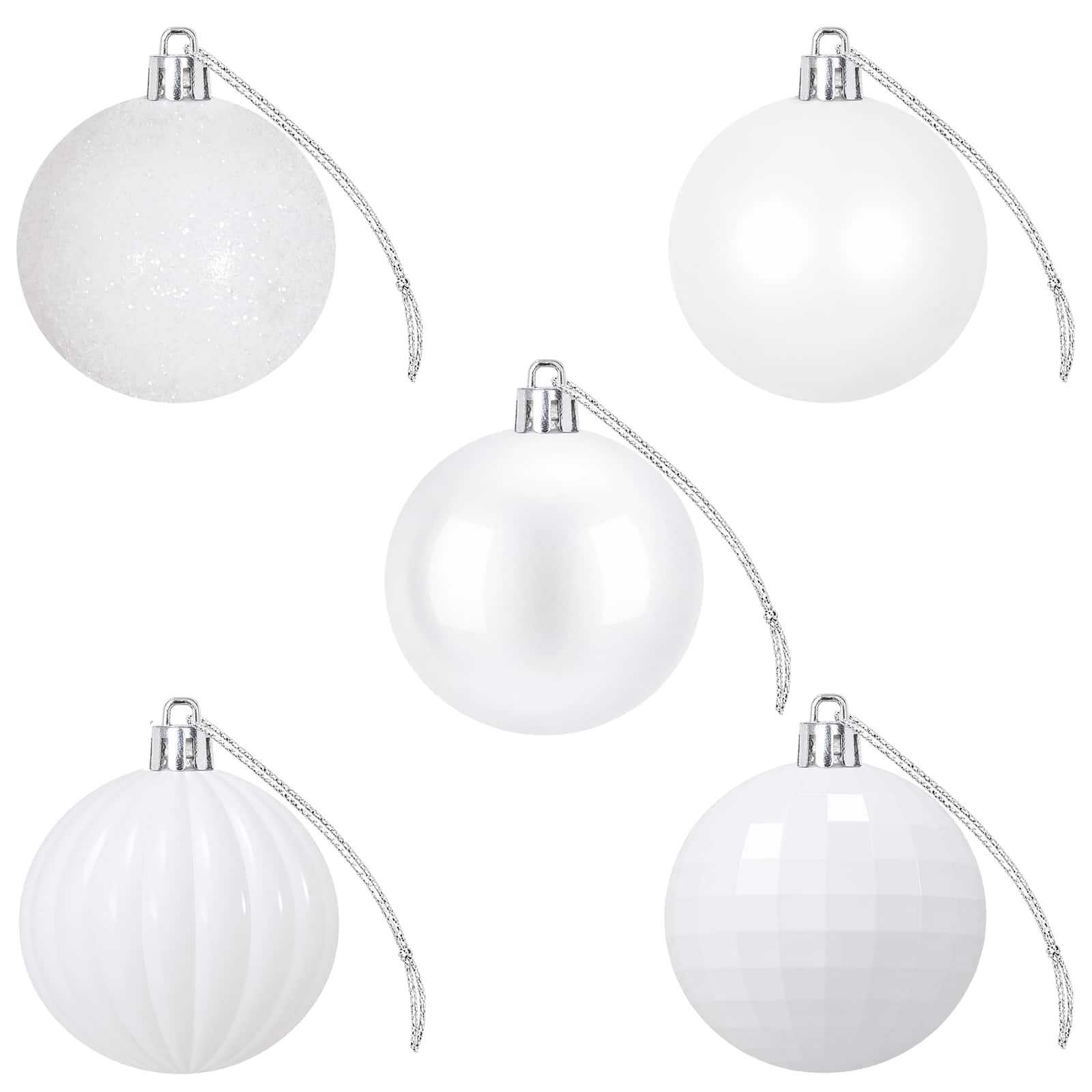Set di Palline di Natale 75 pz Bianco 6 cm Polistirolo