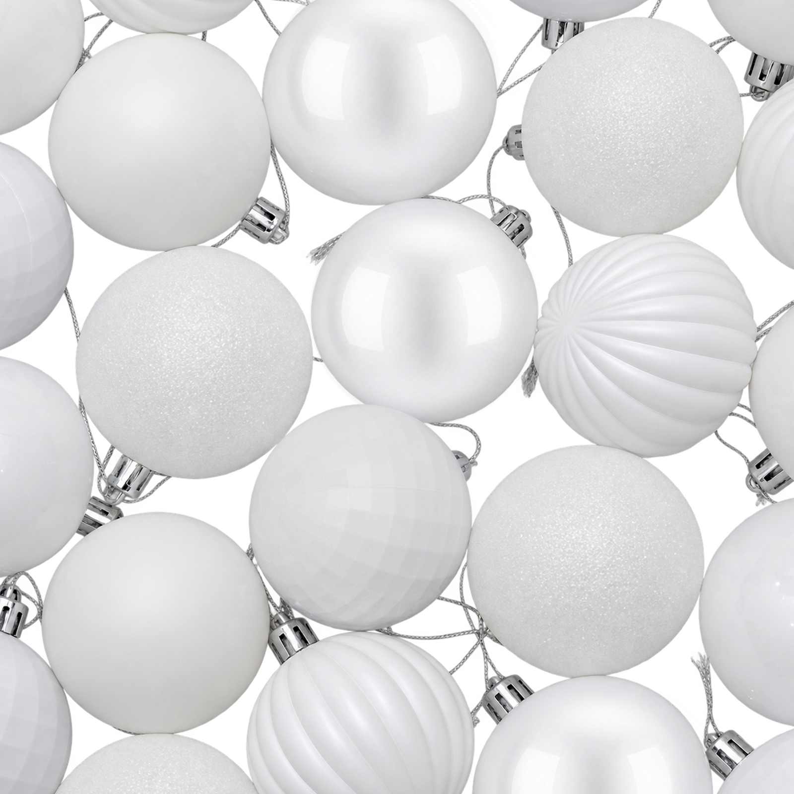 Set di Palline di Natale 75 pz Bianco 6 cm Polistirolo