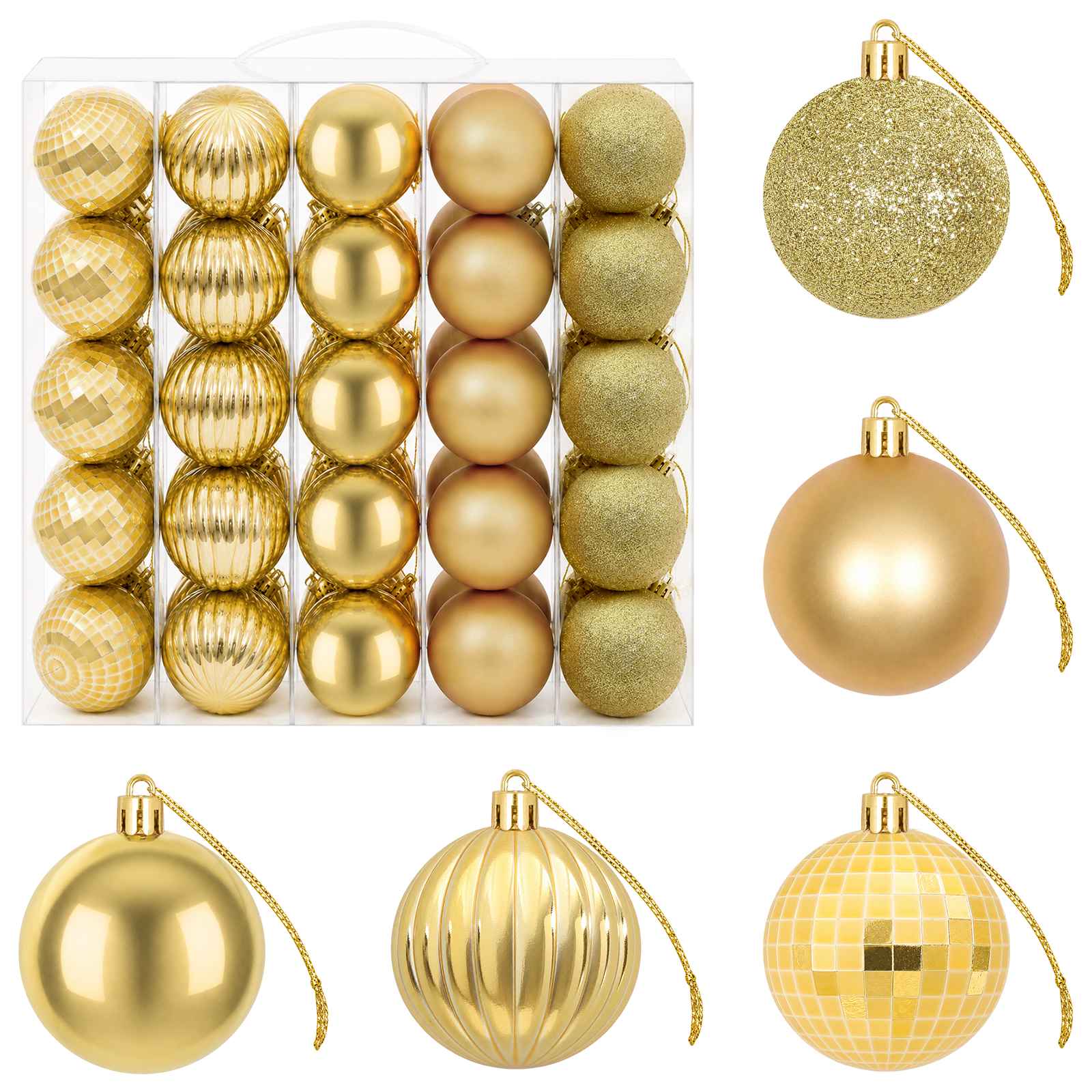 Set di Palline di Natale 75 pz Oro 6 cm Polistirolo