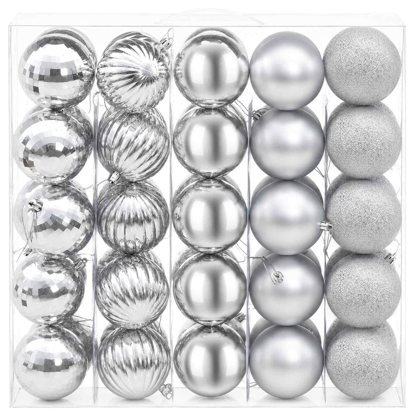 Set di Palline di Natale 75 pz Argento 6 cm Polistirolo
