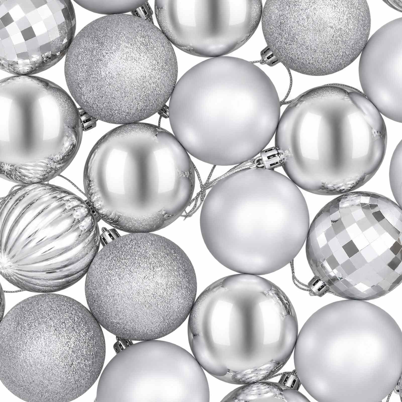 Set di Palline di Natale 75 pz Argento 6 cm Polistirolo