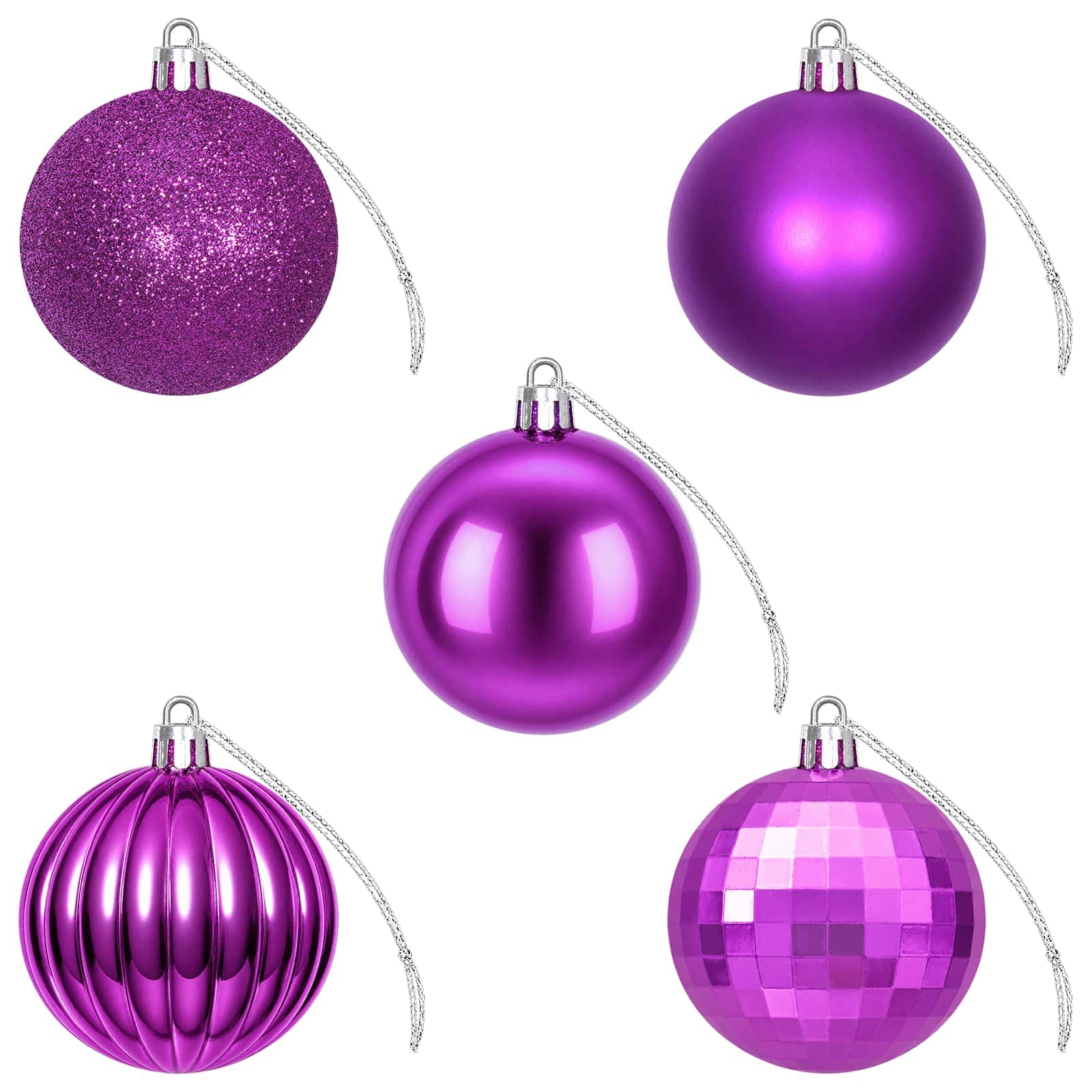 Set di Palline di Natale 75 pz Lillà 6 cm Polistirolo