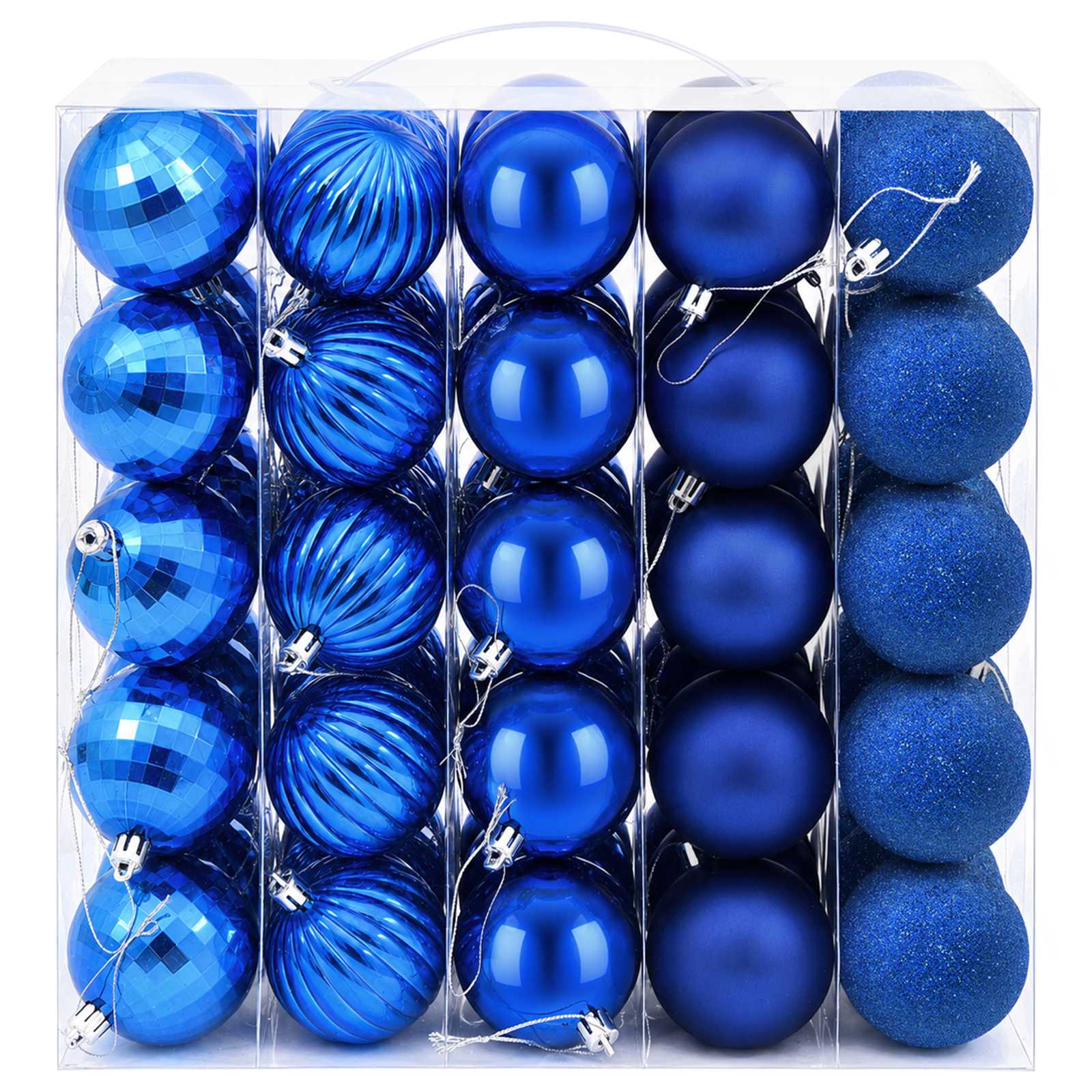 Set di Palline di Natale 75 pz Blu 6 cm Polistirolo