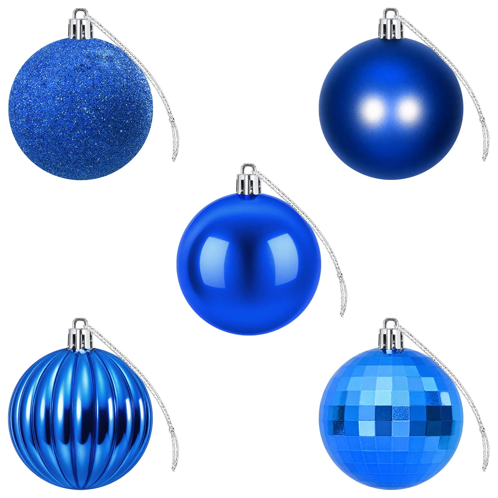 Set di Palline di Natale 75 pz Blu 6 cm Polistirolo