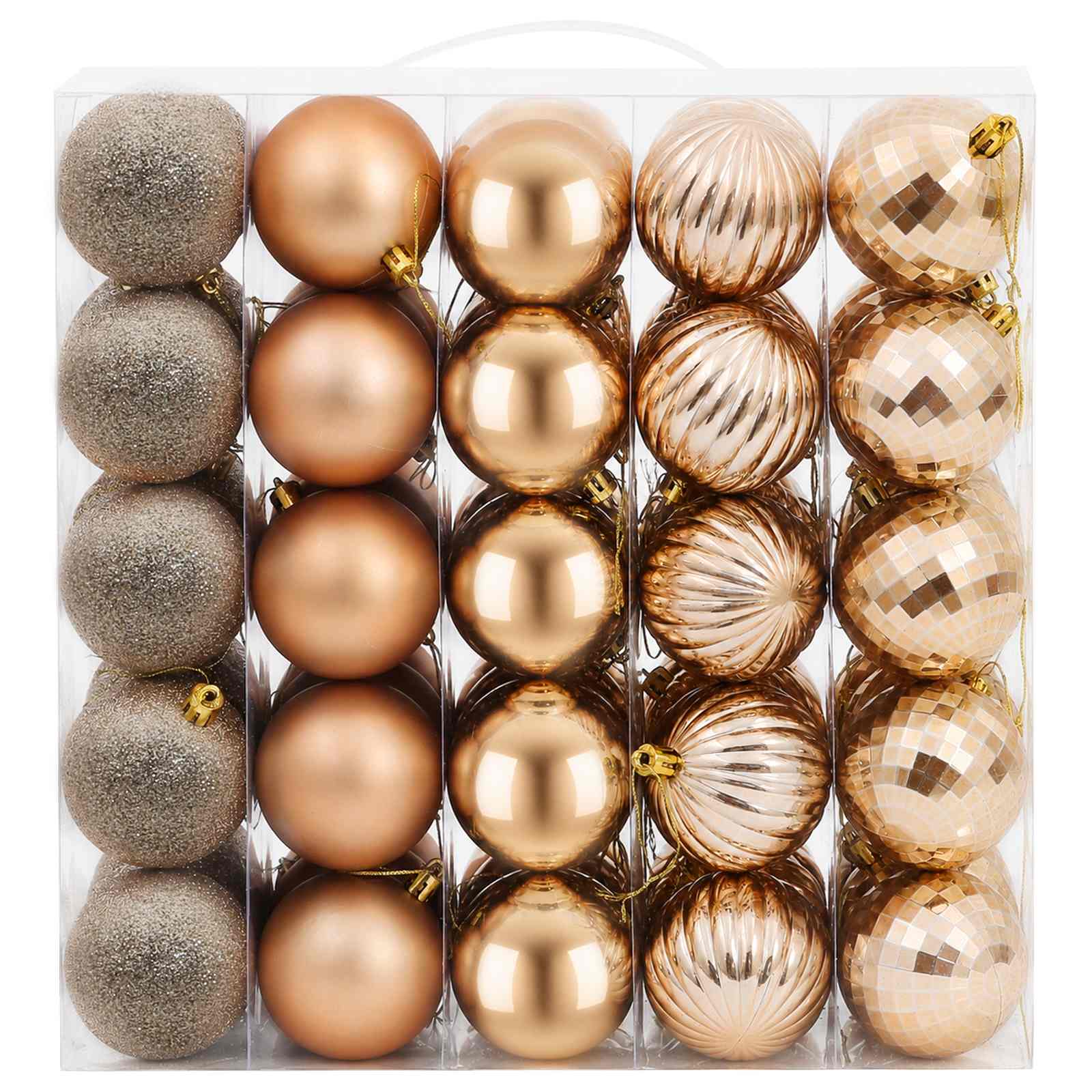 Set di Palline di Natale 75 pz Oro rosa 6 cm Polistirolo