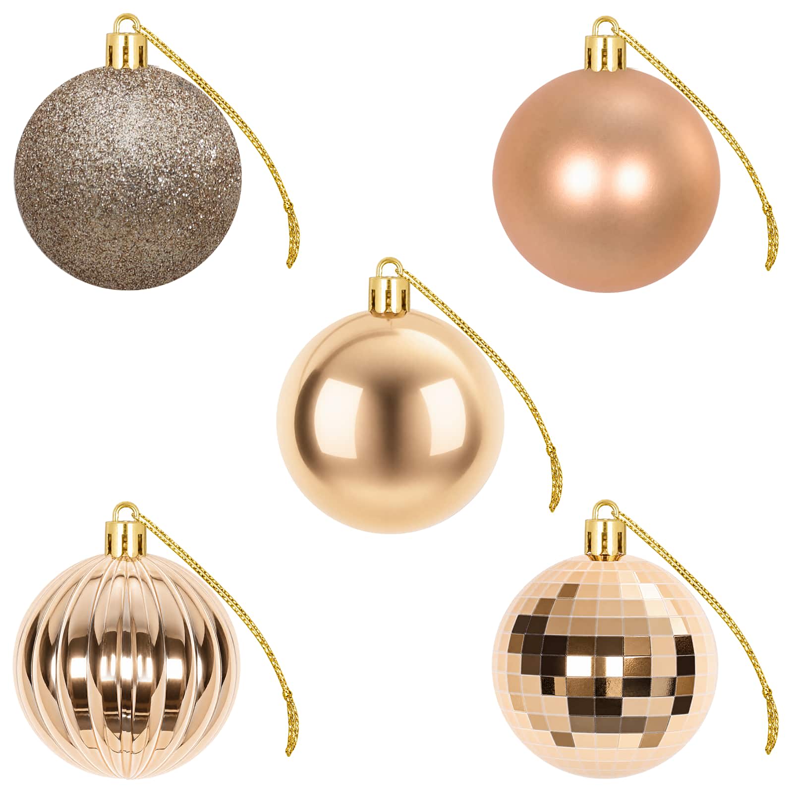 Set di Palline di Natale 75 pz Oro rosa 6 cm Polistirolo
