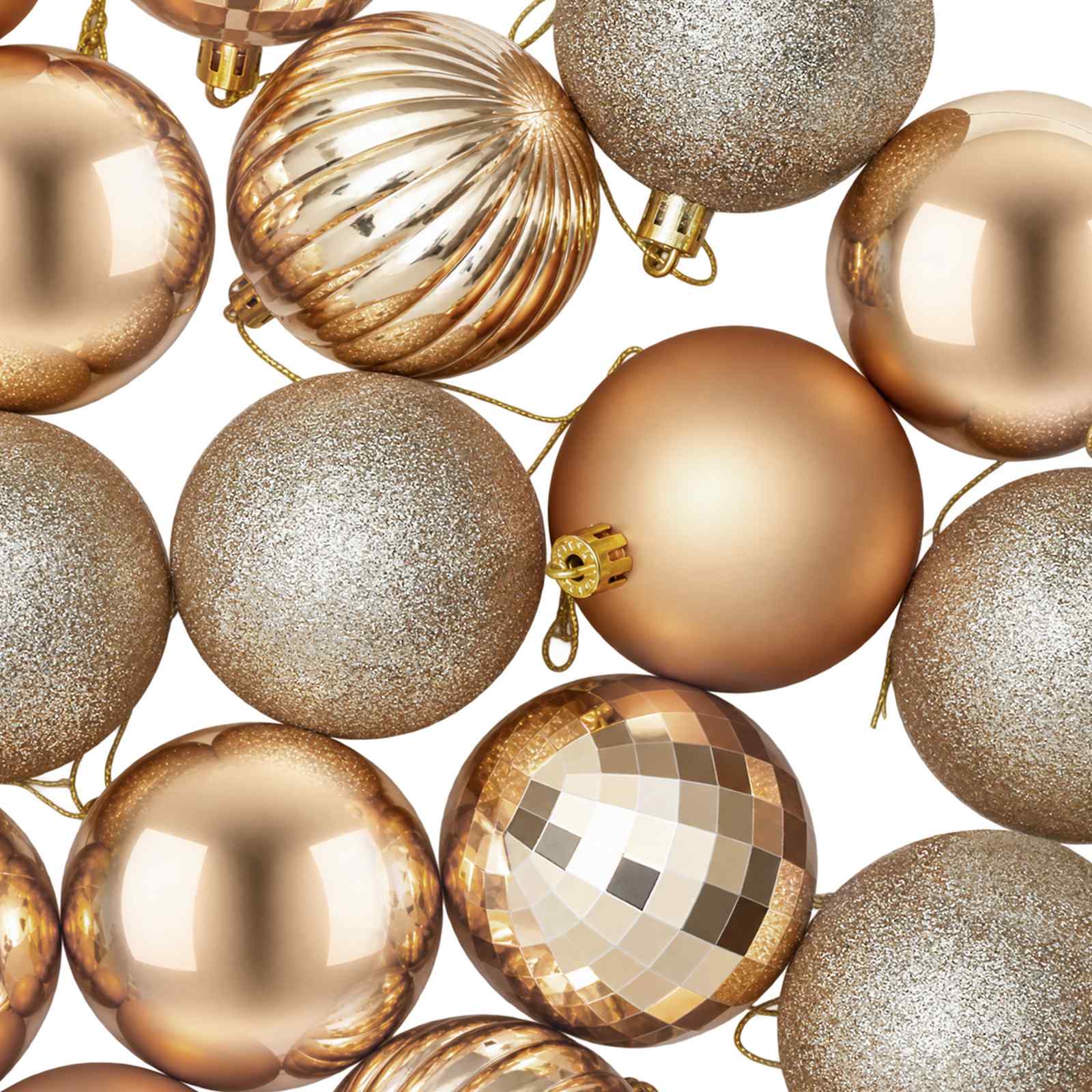 Set di Palline di Natale 75 pz Oro rosa 6 cm Polistirolo