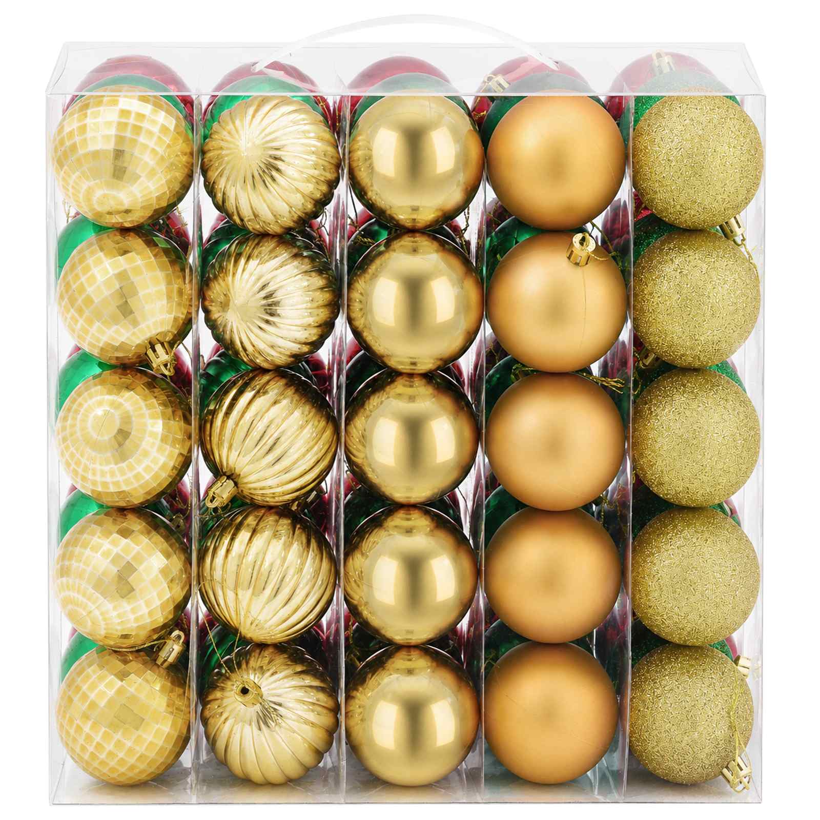 Set di Palline di Natale 75 pz Rosso, oro e verde 6 cm