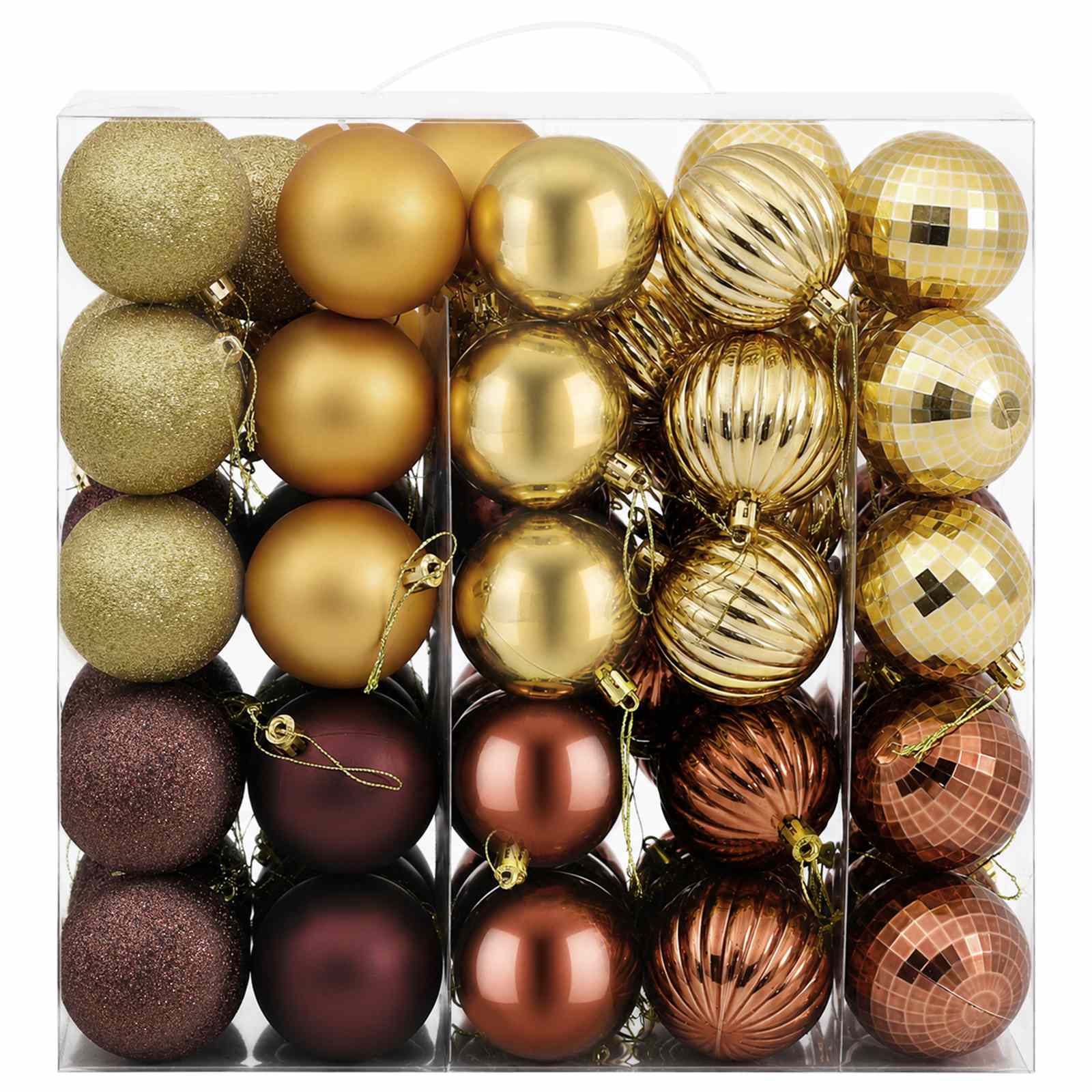 Set di Palline di Natale 75 pz Marrone e oro 6 cm Polistirolo