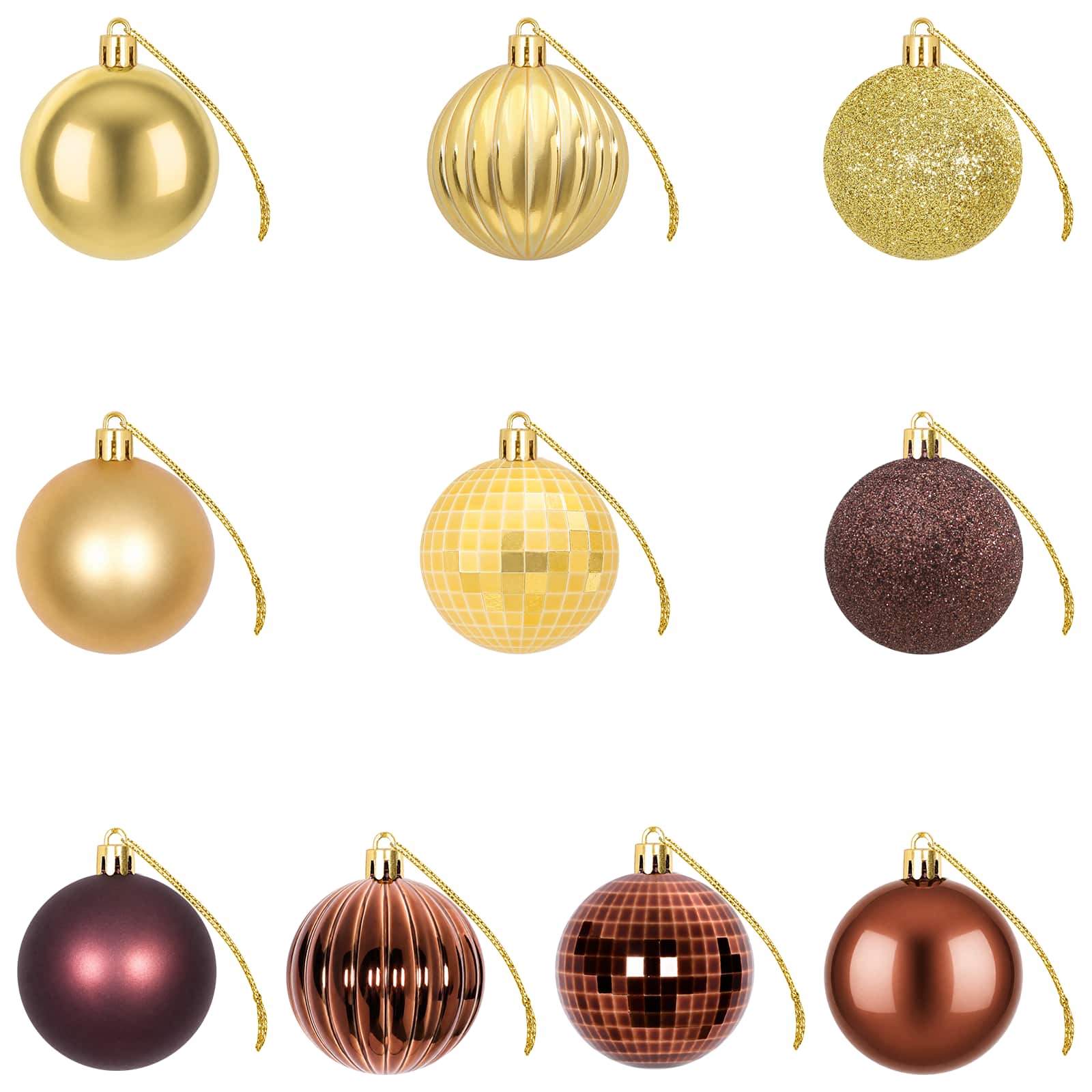 Set di Palline di Natale 75 pz Marrone e oro 6 cm Polistirolo