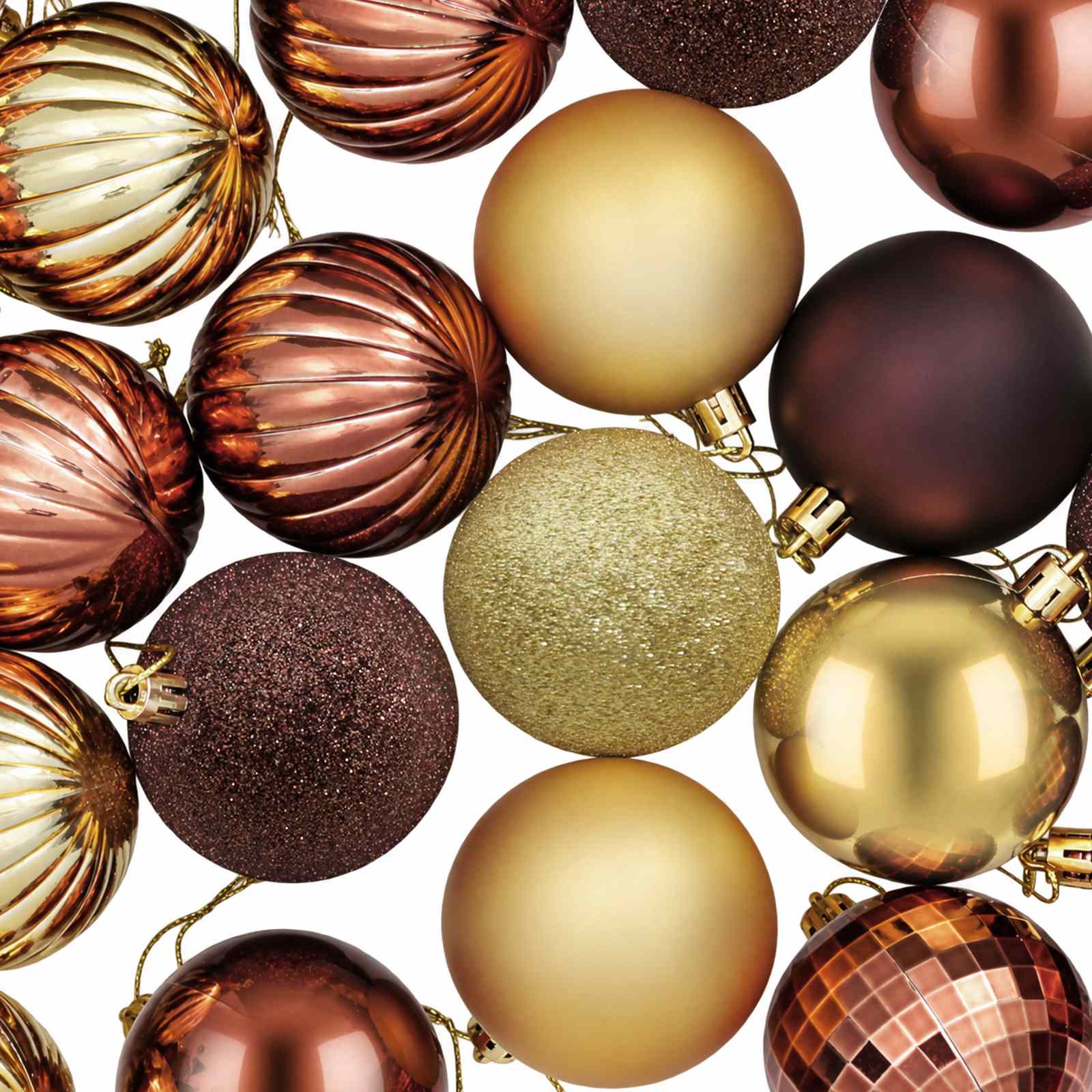 Set di Palline di Natale 75 pz Marrone e oro 6 cm Polistirolo