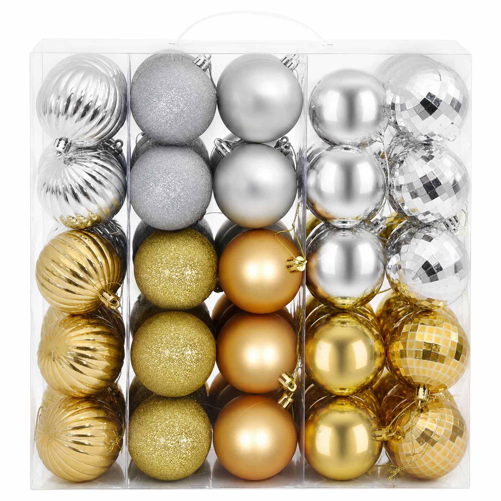 Set di Palline di Natale 75 pz Argento e oro 6 cm Polistirolo