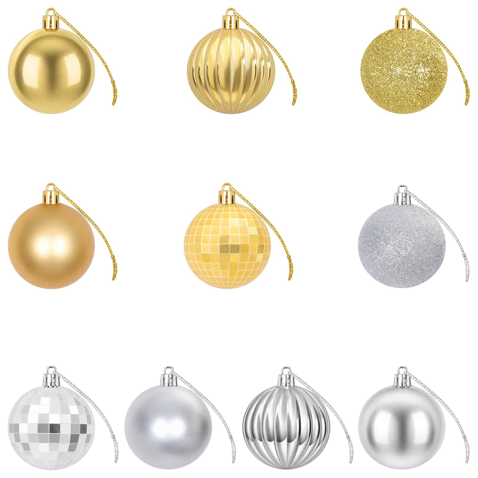 Set di Palline di Natale 75 pz Argento e oro 6 cm Polistirolo