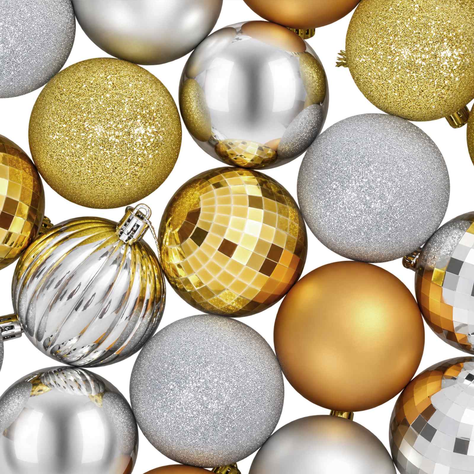 Set di Palline di Natale 75 pz Argento e oro 6 cm Polistirolo
