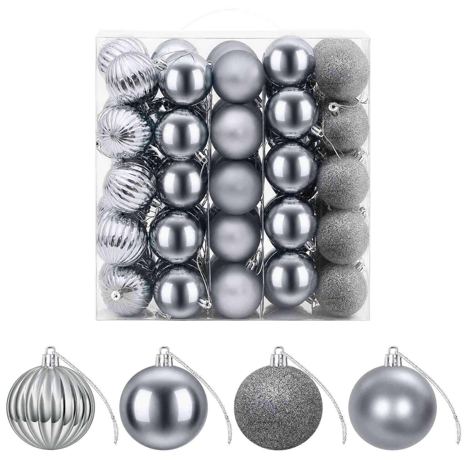 Set di Palline di Natale 75 pz Grigio 6 cm Polistirolo