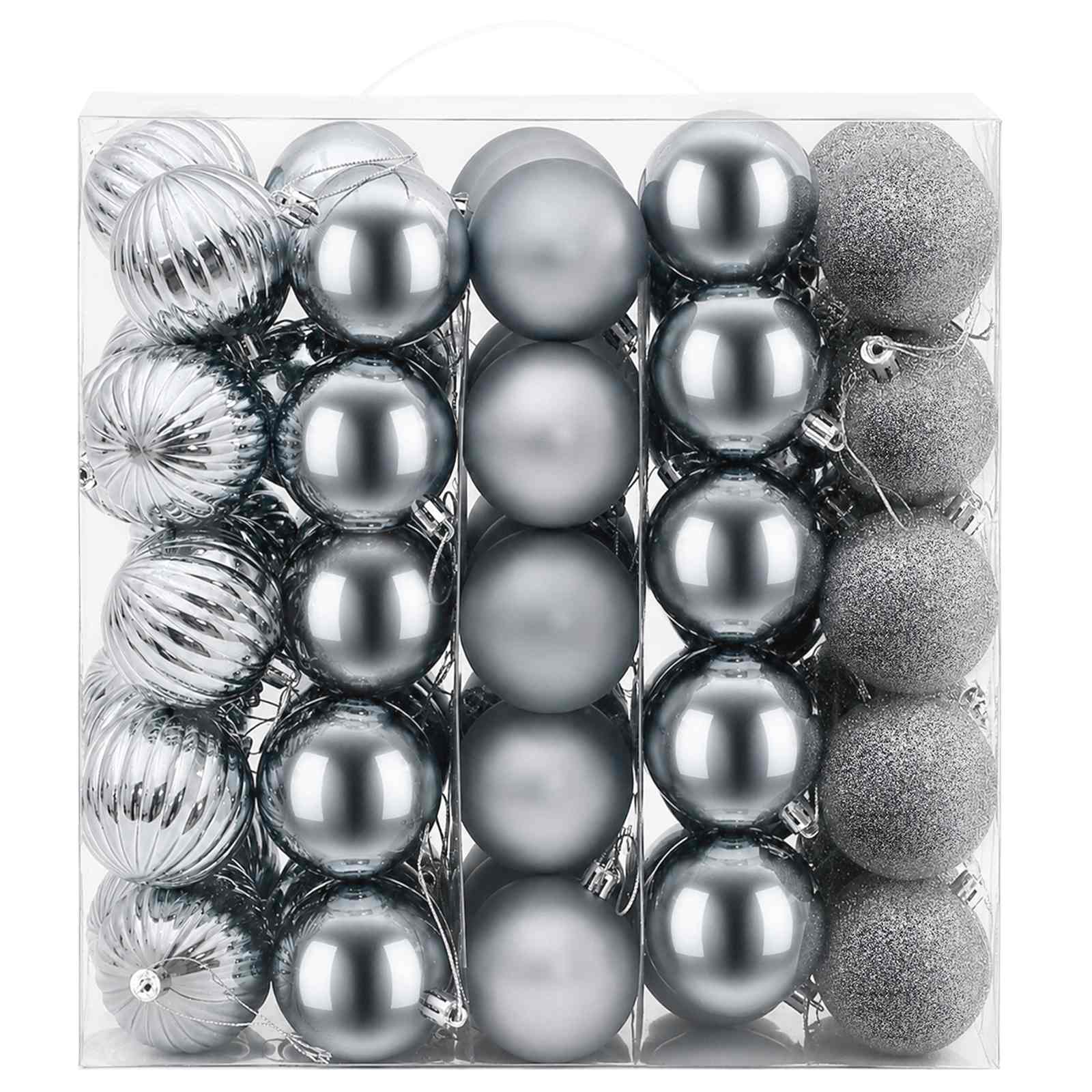 Set di Palline di Natale 75 pz Grigio 6 cm Polistirolo