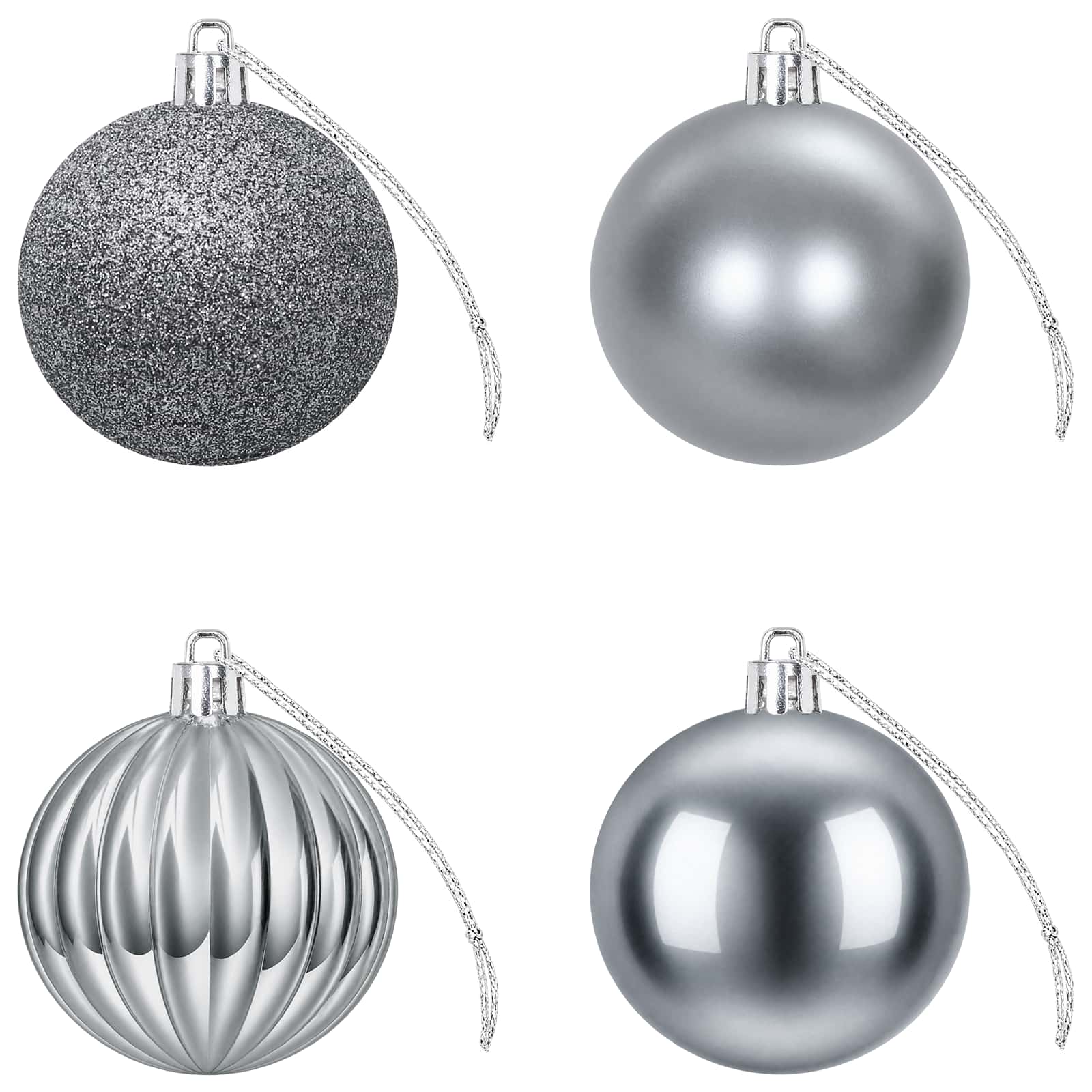 Set di Palline di Natale 75 pz Grigio 6 cm Polistirolo