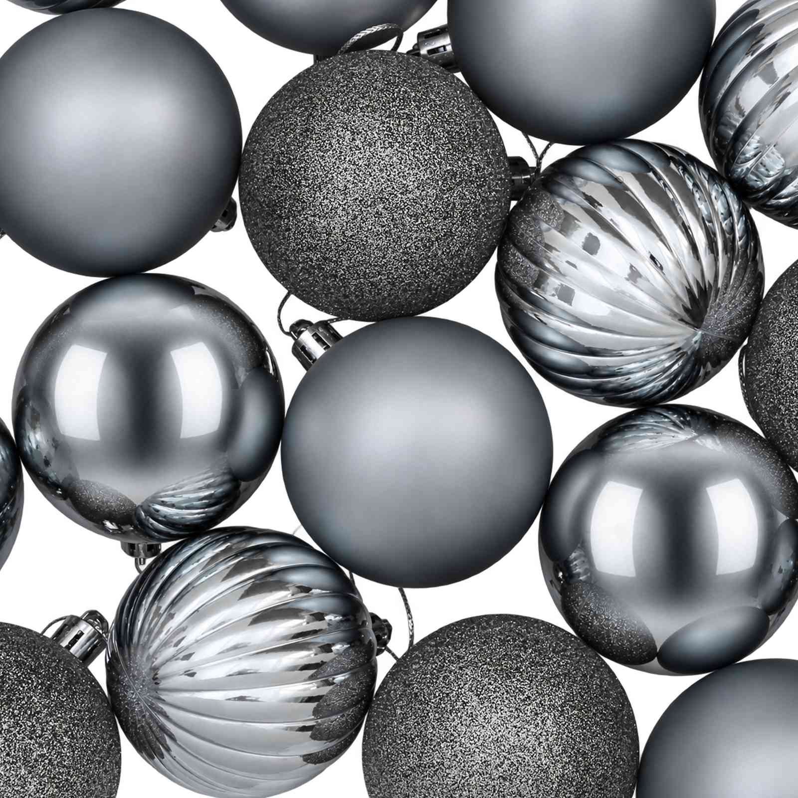 Set di Palline di Natale 75 pz Grigio 6 cm Polistirolo