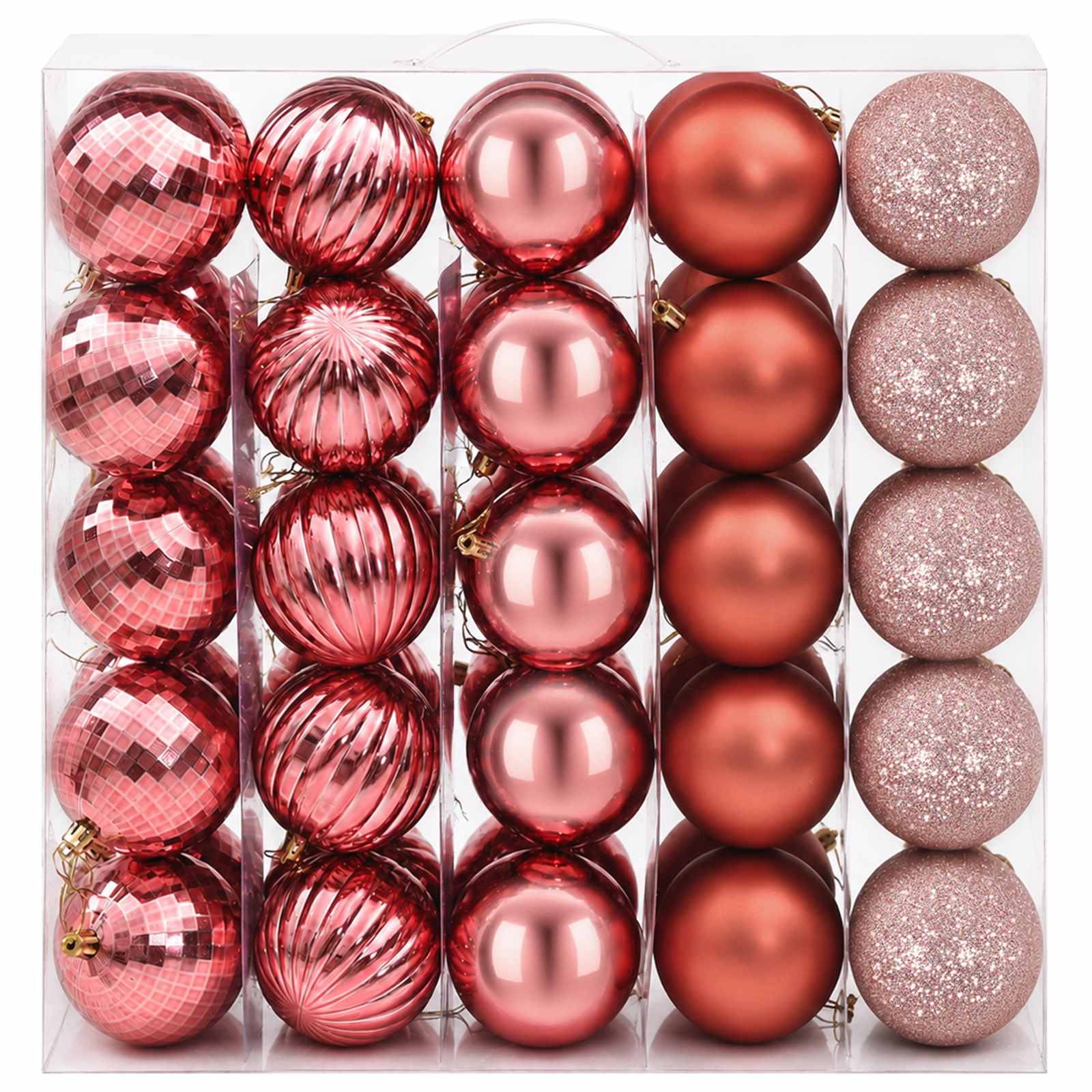 Set di Palline di Natale 75 pz Rosa e rosè 6 cm Polistirolo