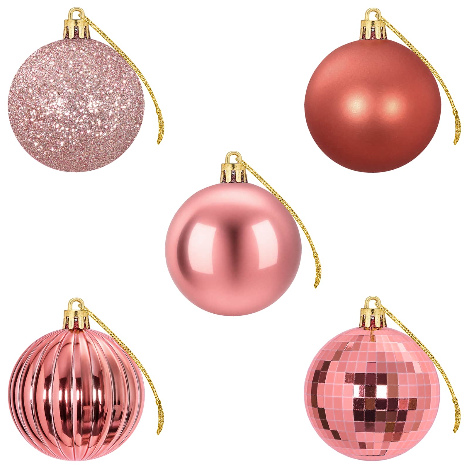 Set di Palline di Natale 75 pz Rosa e rosè 6 cm Polistirolo
