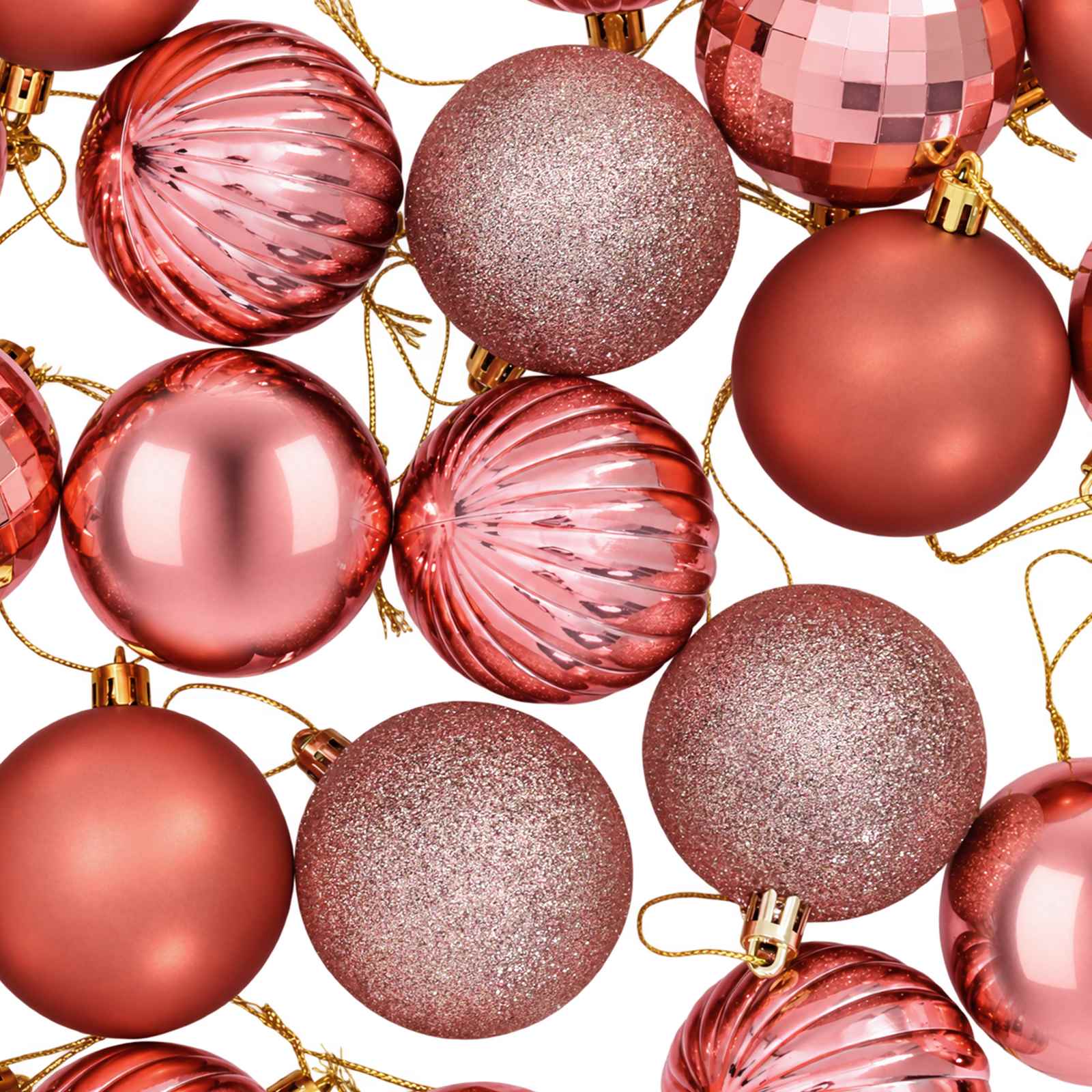 Set di Palline di Natale 75 pz Rosa e rosè 6 cm Polistirolo