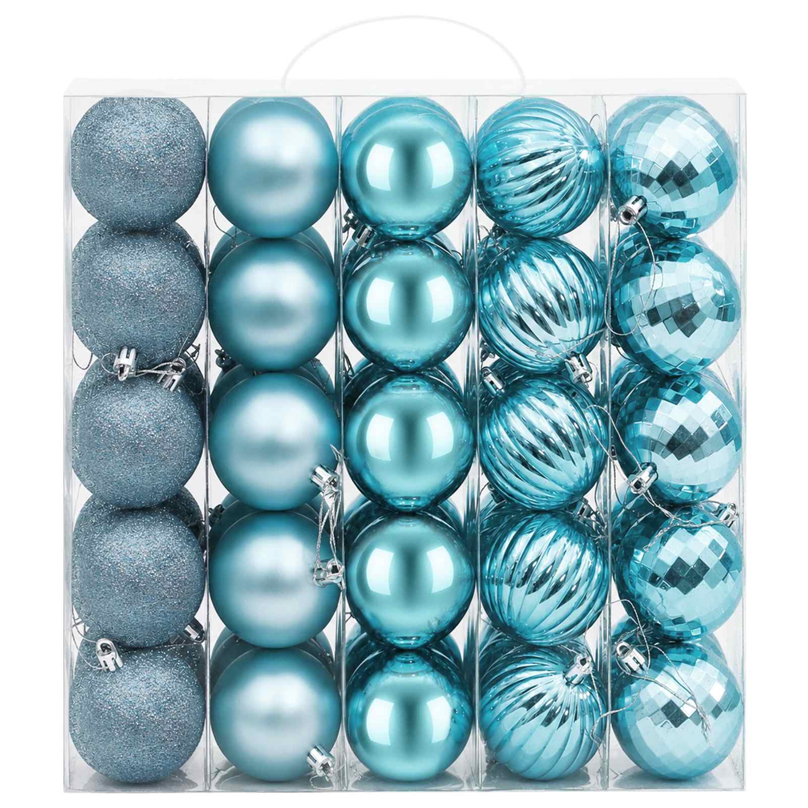 Set di Palline di Natale 75 pz Turchese 6 cm Polistirolo