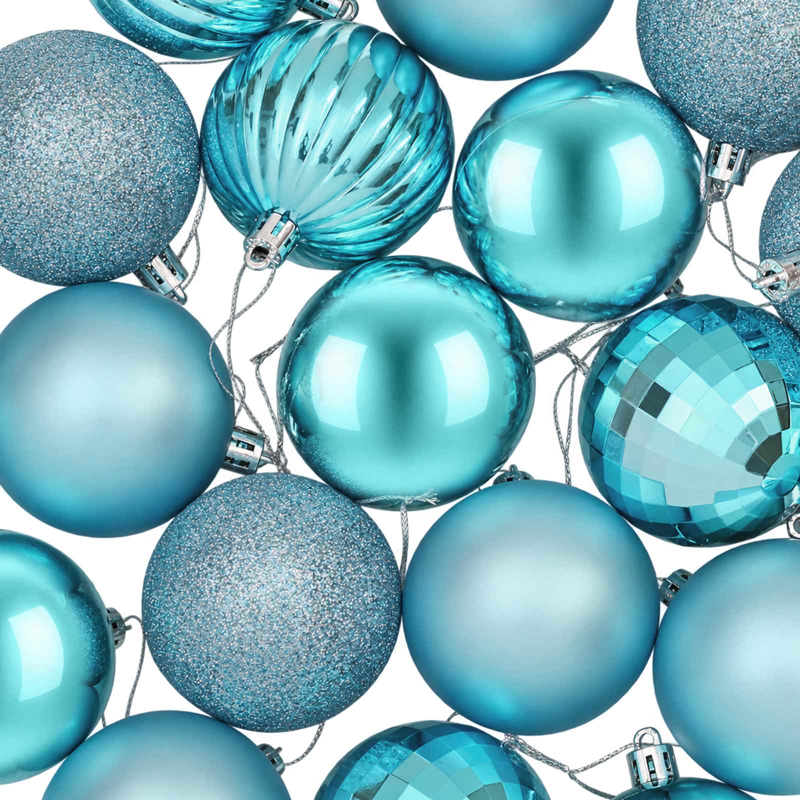Set di Palline di Natale 75 pz Turchese 6 cm Polistirolo