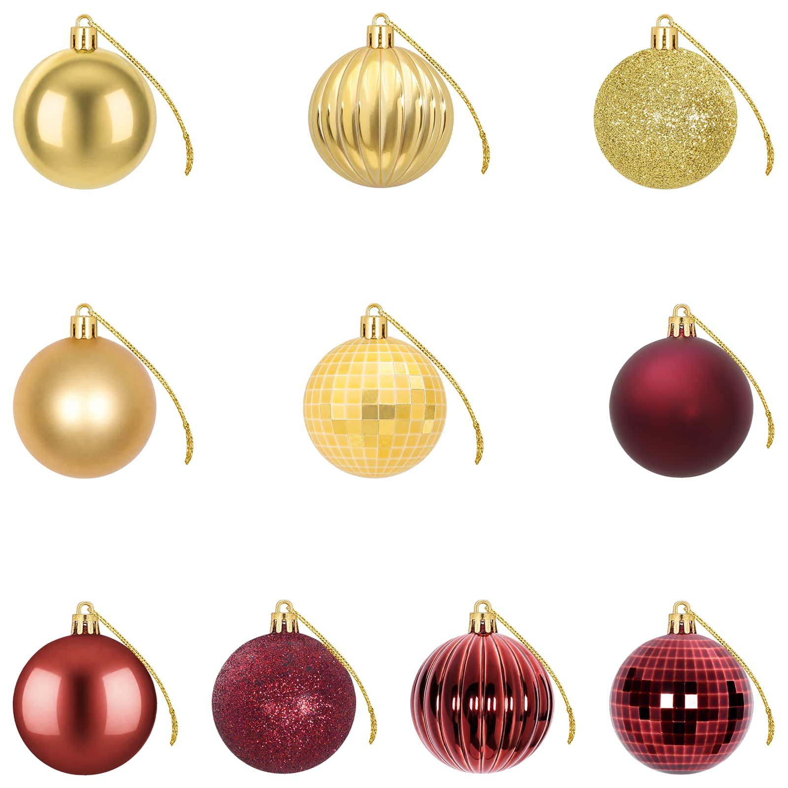 Set di Palline di Natale 75 pz Oro e rosso vino 6 cm