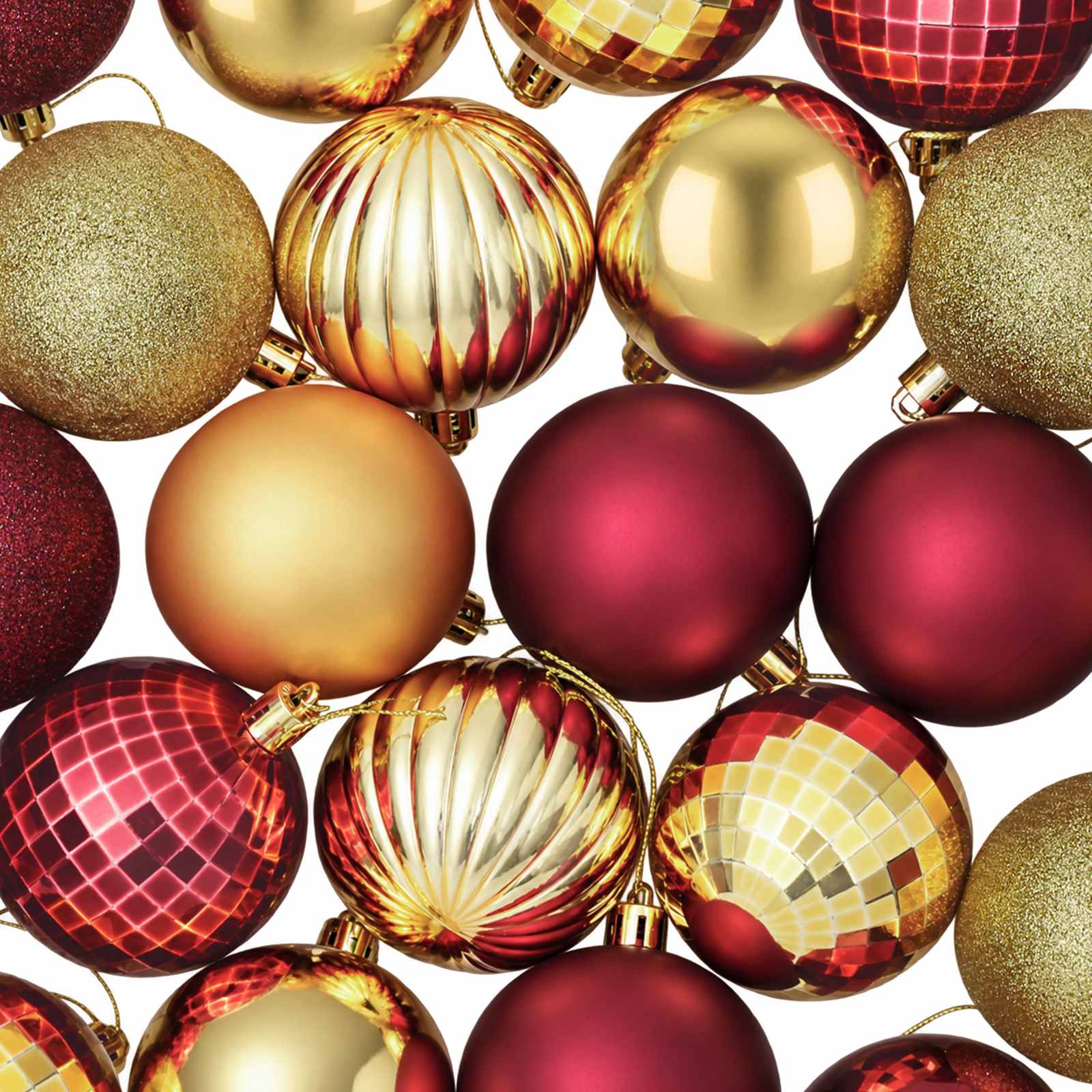 Set di Palline di Natale 75 pz Oro e rosso vino 6 cm