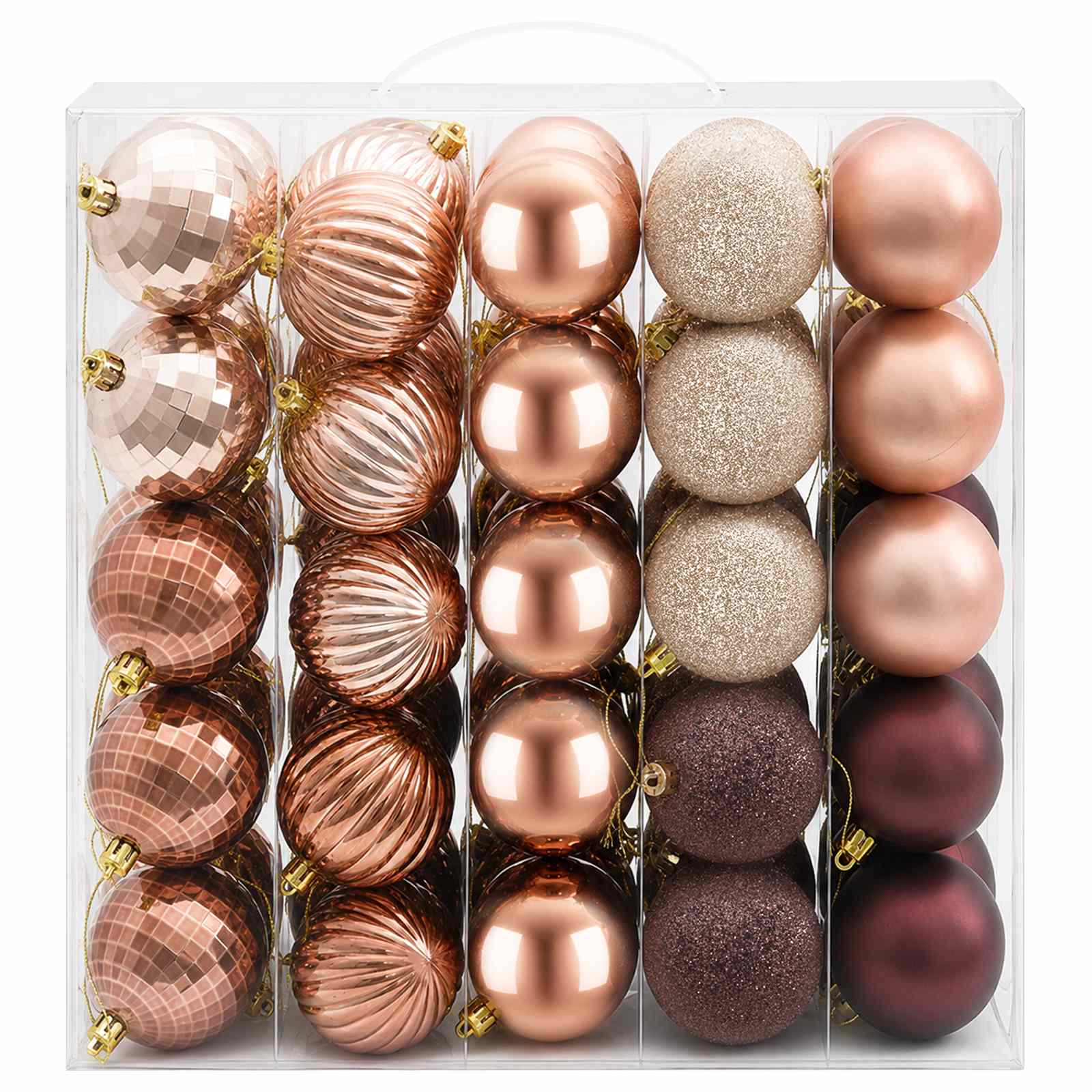 Set di Palline di Natale 75 pz Champagne e marrone 6 cm