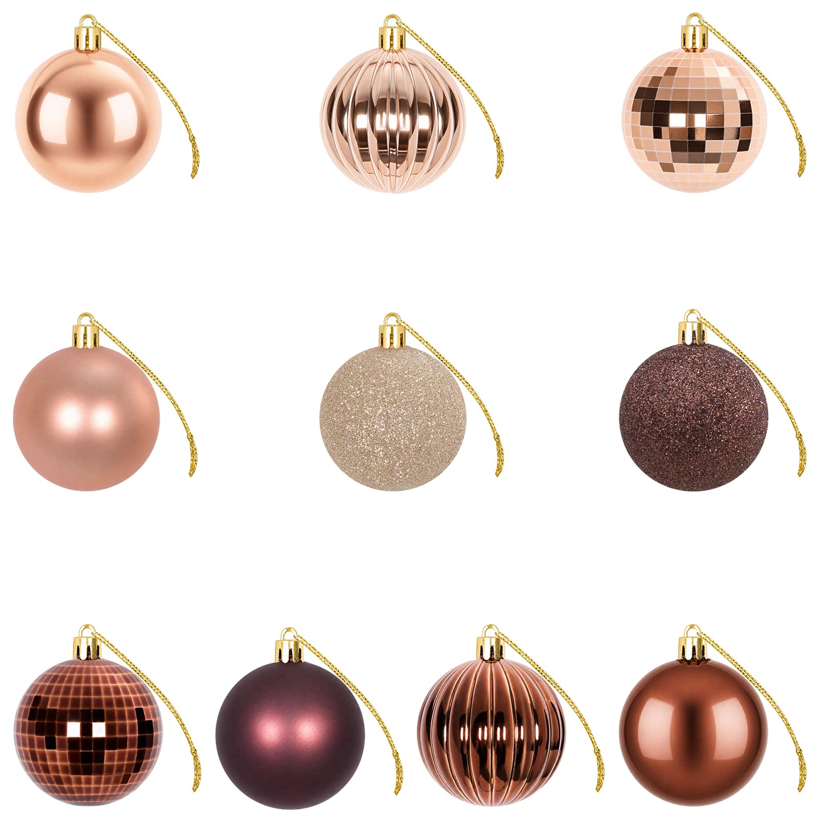 Set di Palline di Natale 75 pz Champagne e marrone 6 cm