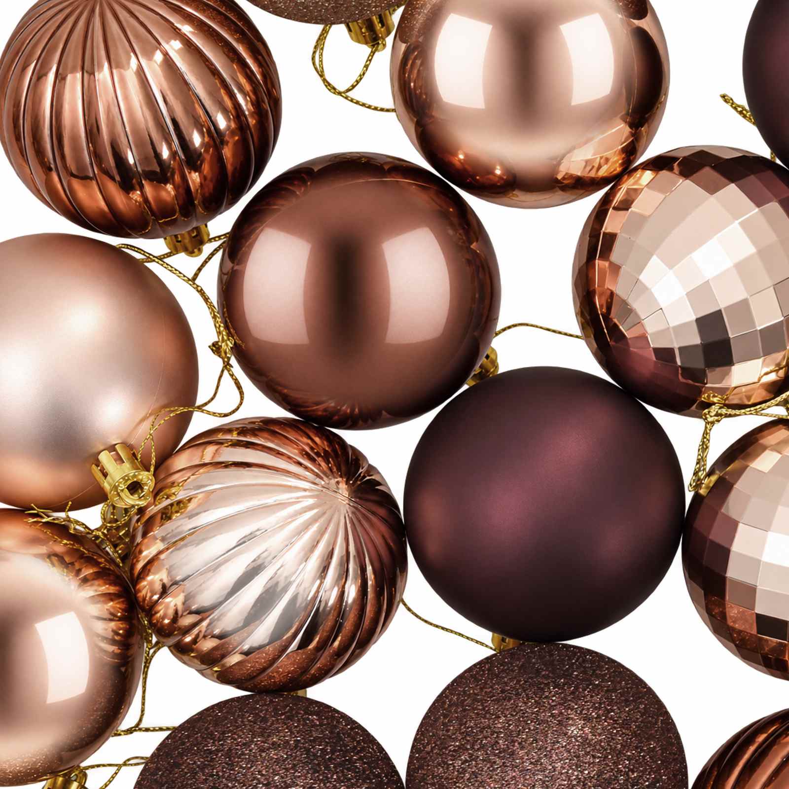 Set di Palline di Natale 75 pz Champagne e marrone 6 cm