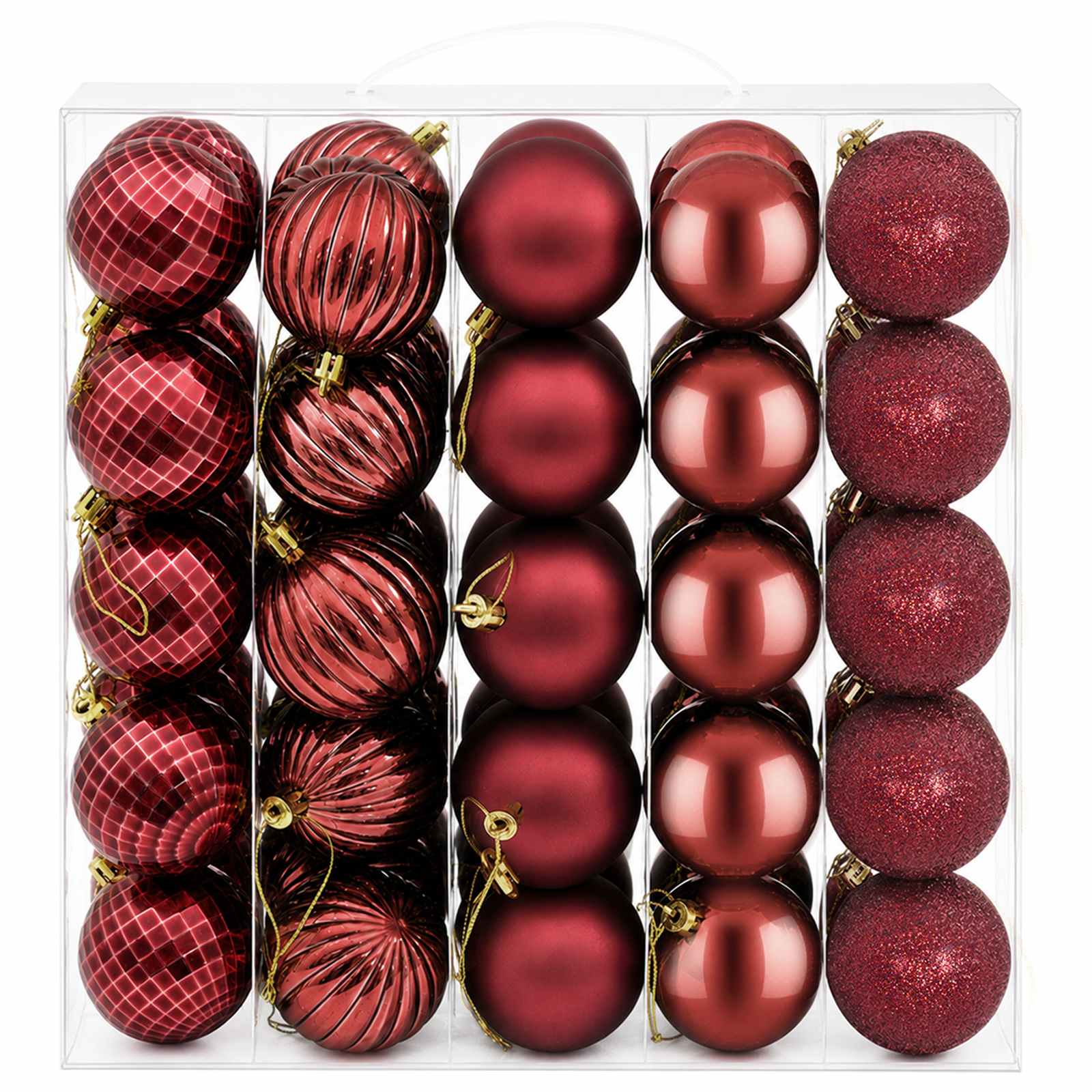 Set di Palline di Natale 75 pz Rosso Vino 6 cm Polistirolo