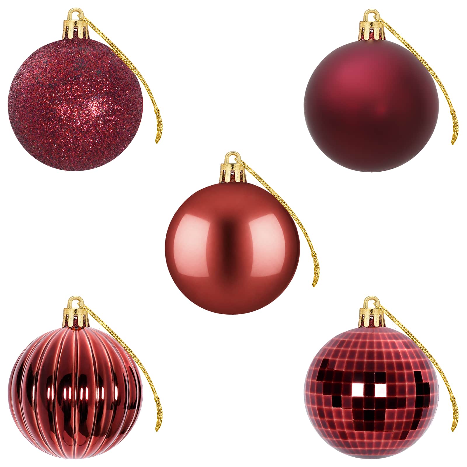 Set di Palline di Natale 75 pz Rosso Vino 6 cm Polistirolo