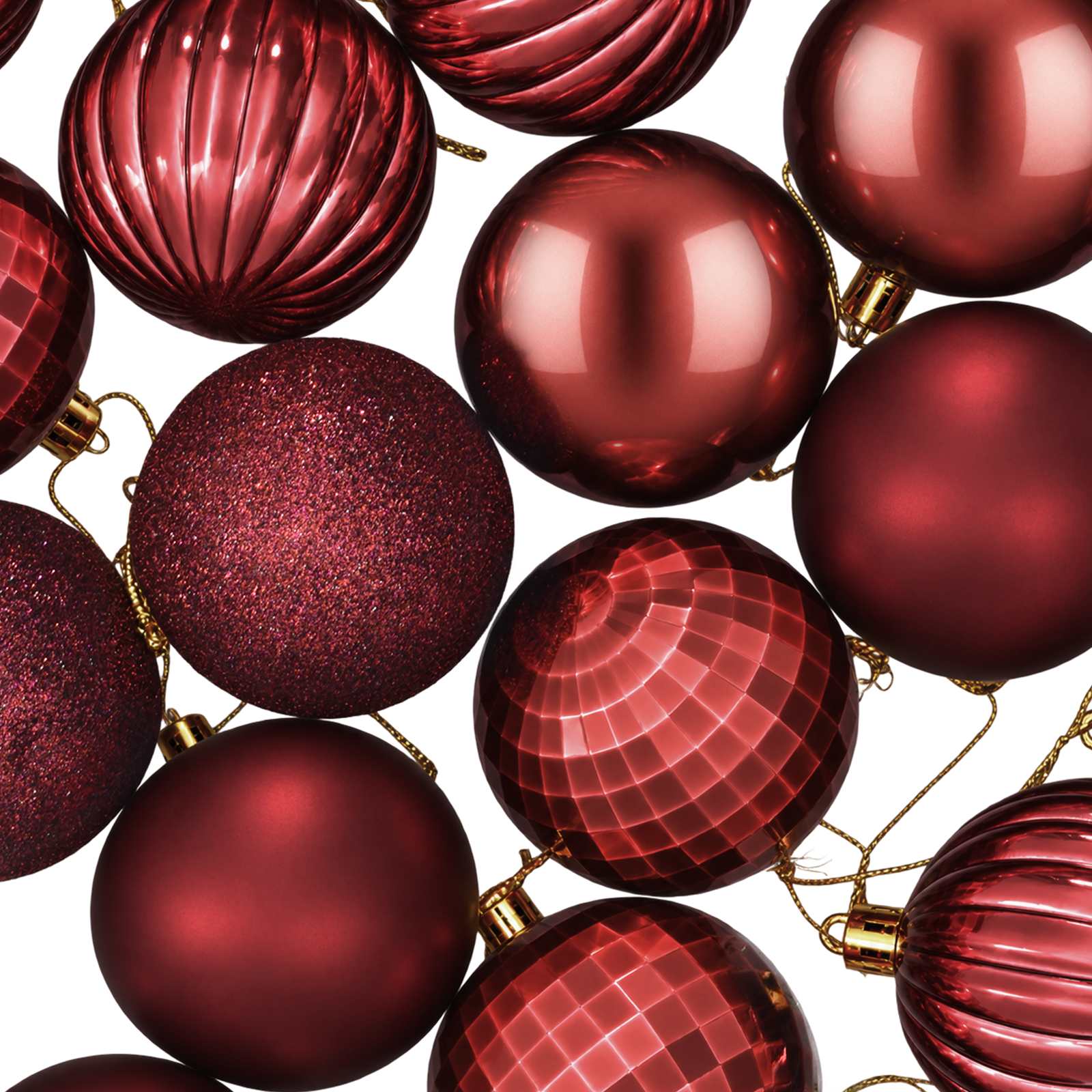Set di Palline di Natale 75 pz Rosso Vino 6 cm Polistirolo