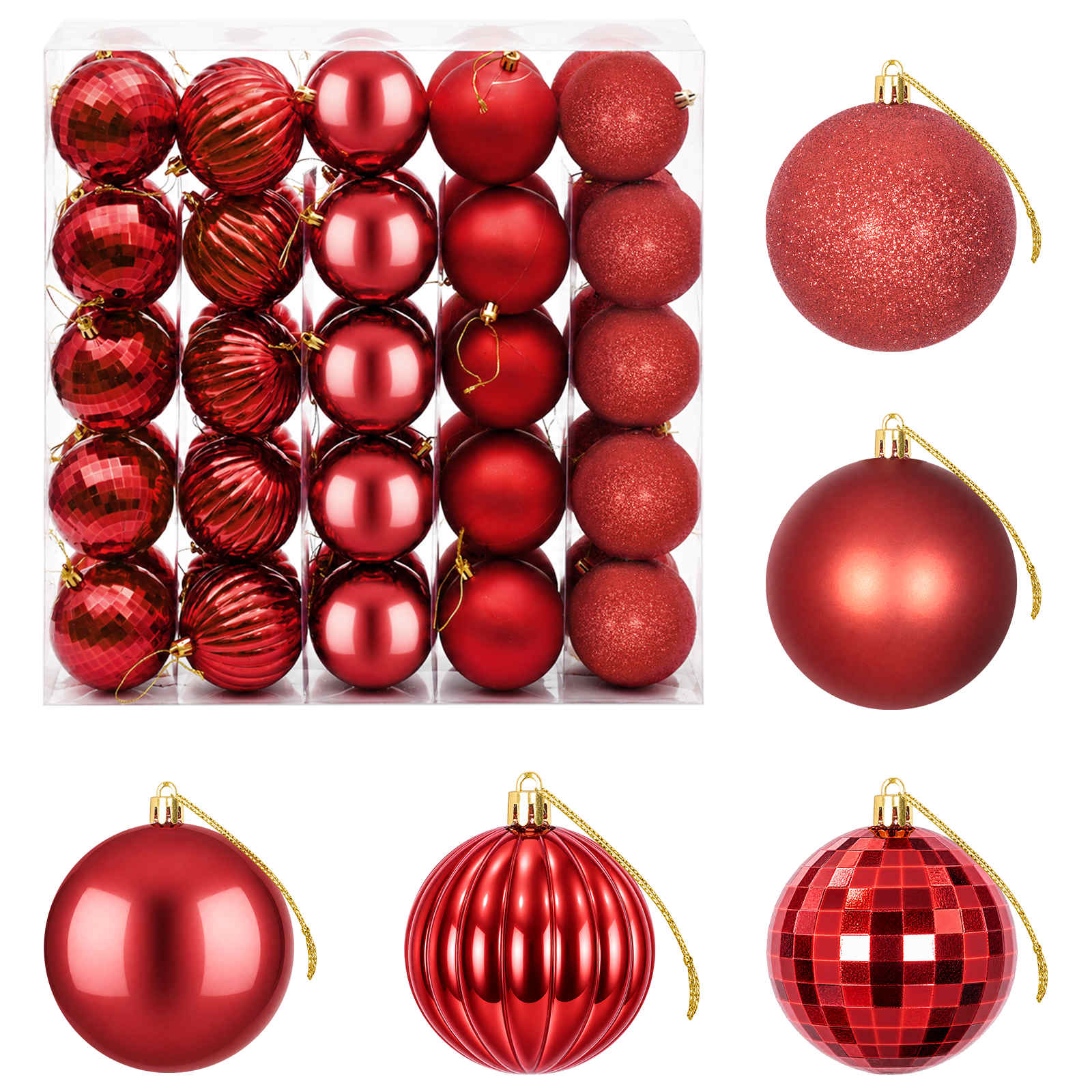 Set di Palline di Natale 50 pz Rosso 8 cm Polistirolo