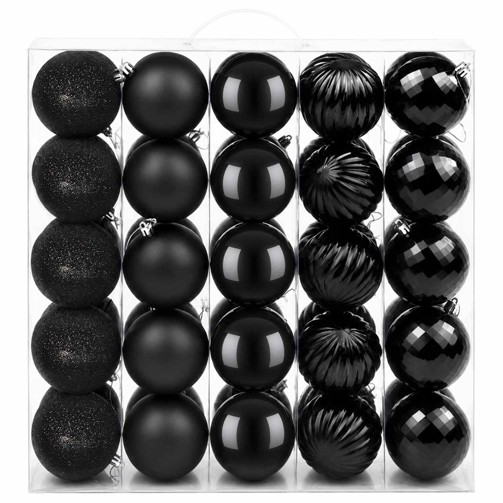 Set di Palline di Natale 50 pz Nero 8 cm Polistirolo