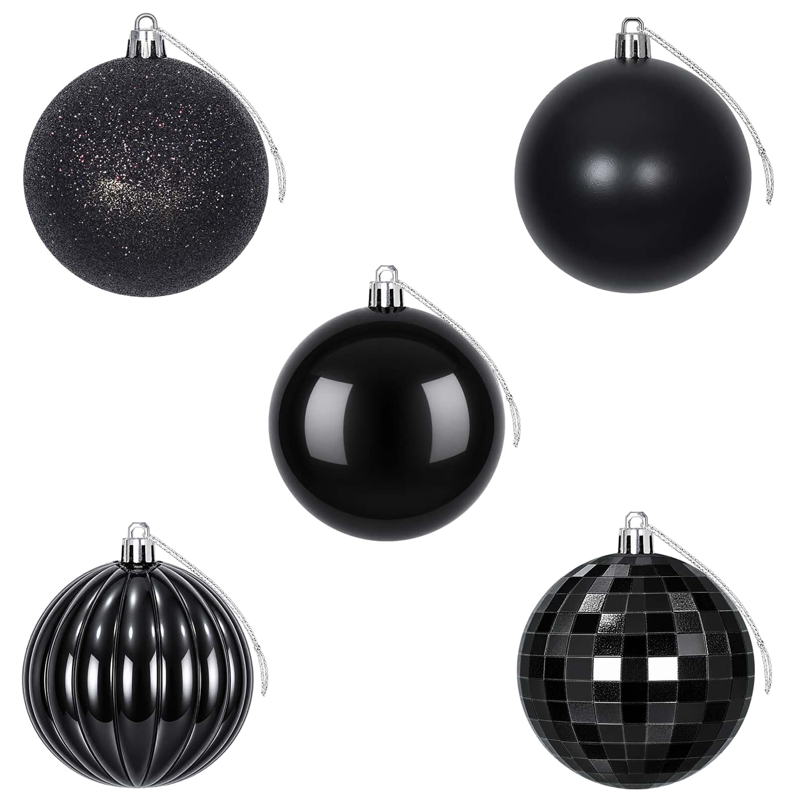 Set di Palline di Natale 50 pz Nero 8 cm Polistirolo