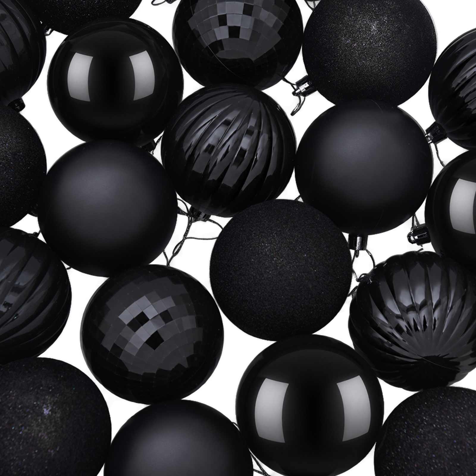 Set di Palline di Natale 50 pz Nero 8 cm Polistirolo