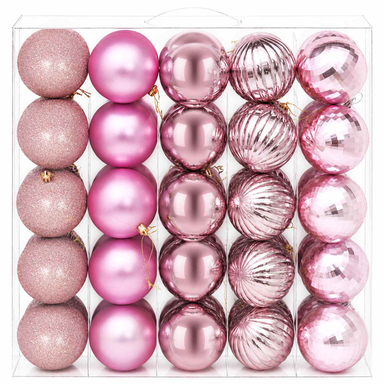 Set di Palline di Natale 50 pz Rosa 8 cm Polistirolo