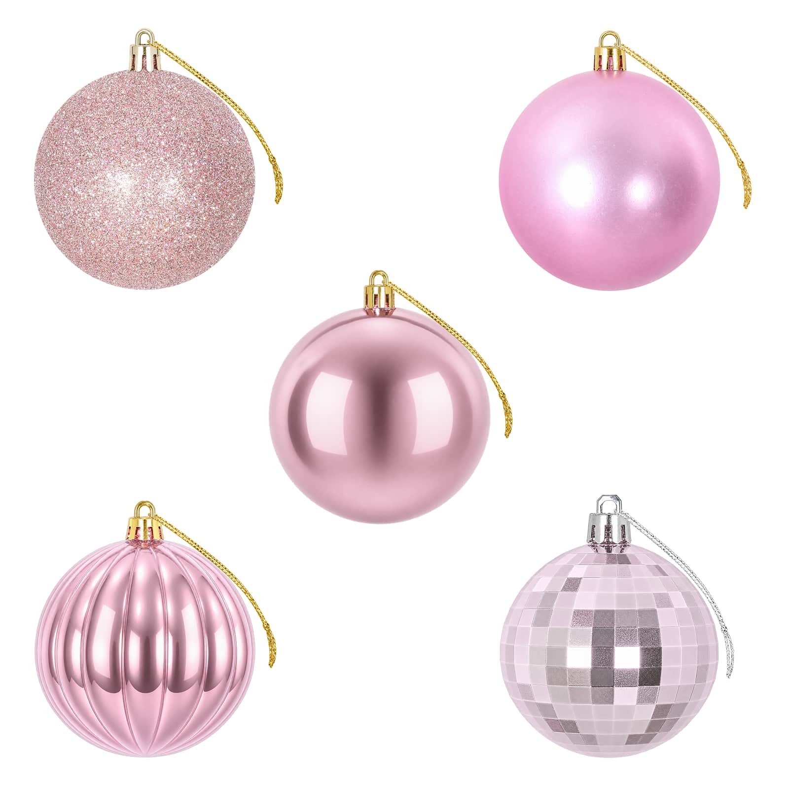 Set di Palline di Natale 50 pz Rosa 8 cm Polistirolo