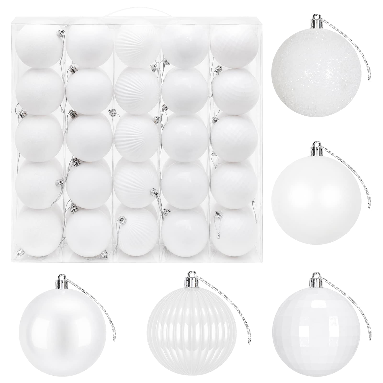 Set di Palline di Natale 50 pz Bianco 8 cm Polistirolo