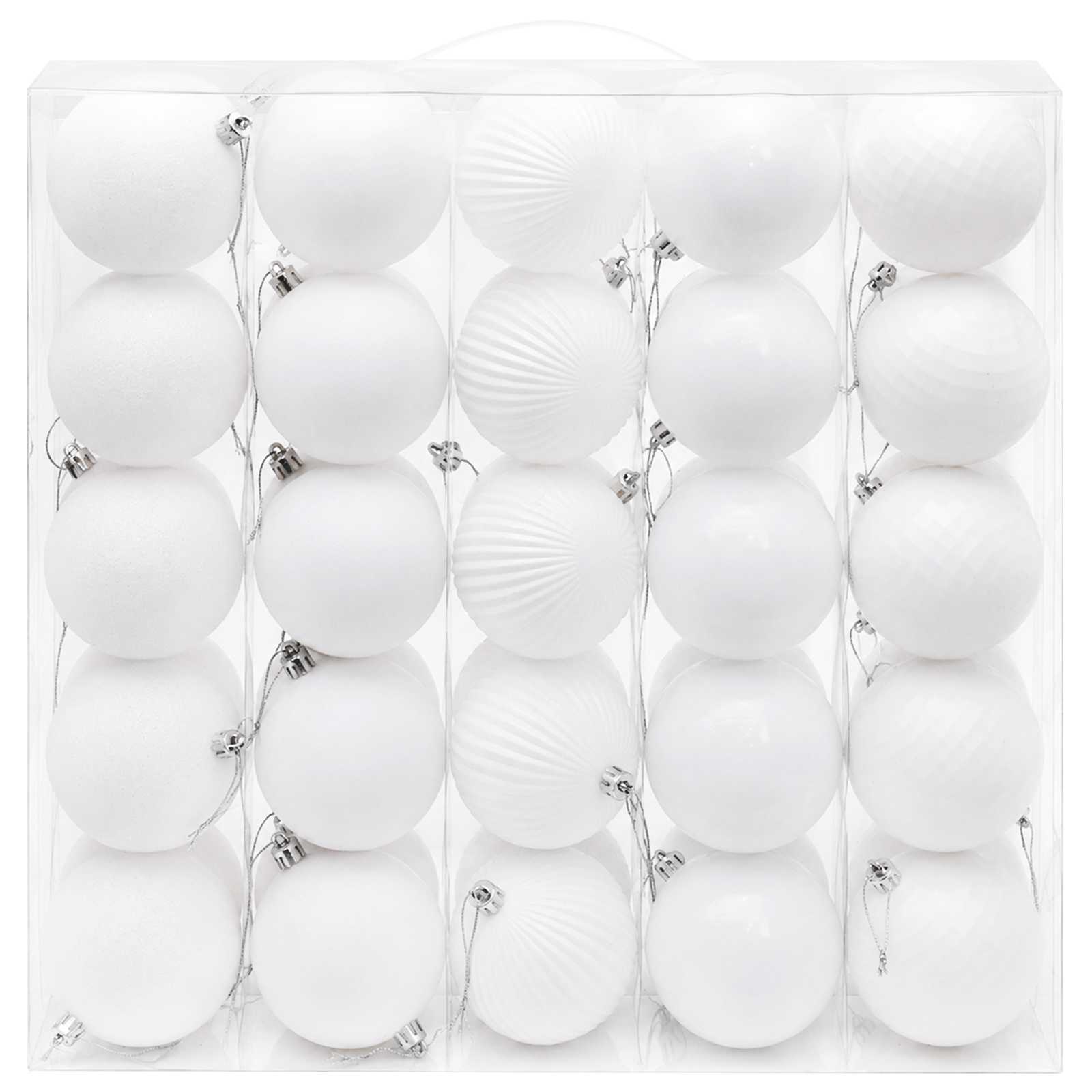Set di Palline di Natale 50 pz Bianco 8 cm Polistirolo