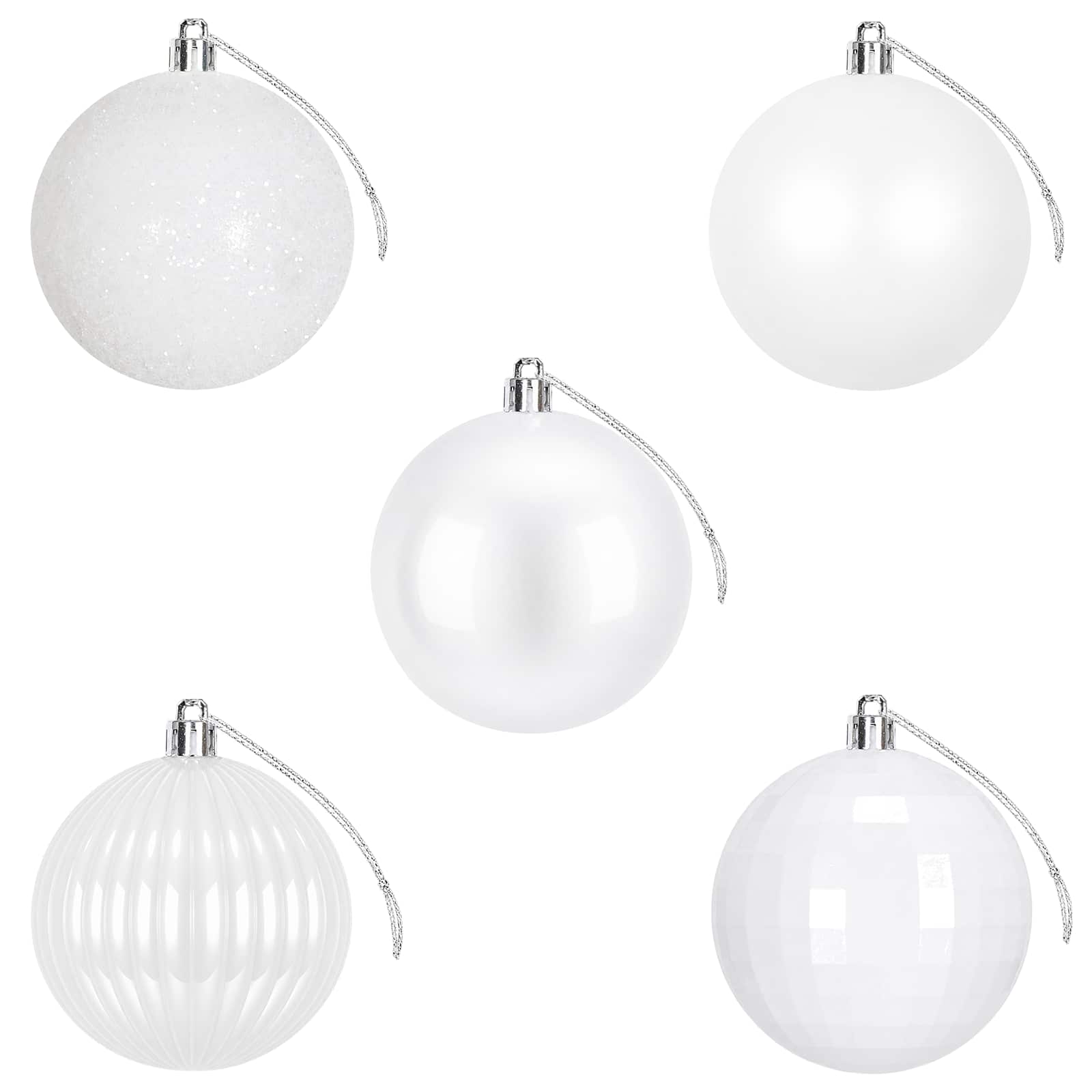 Set di Palline di Natale 50 pz Bianco 8 cm Polistirolo