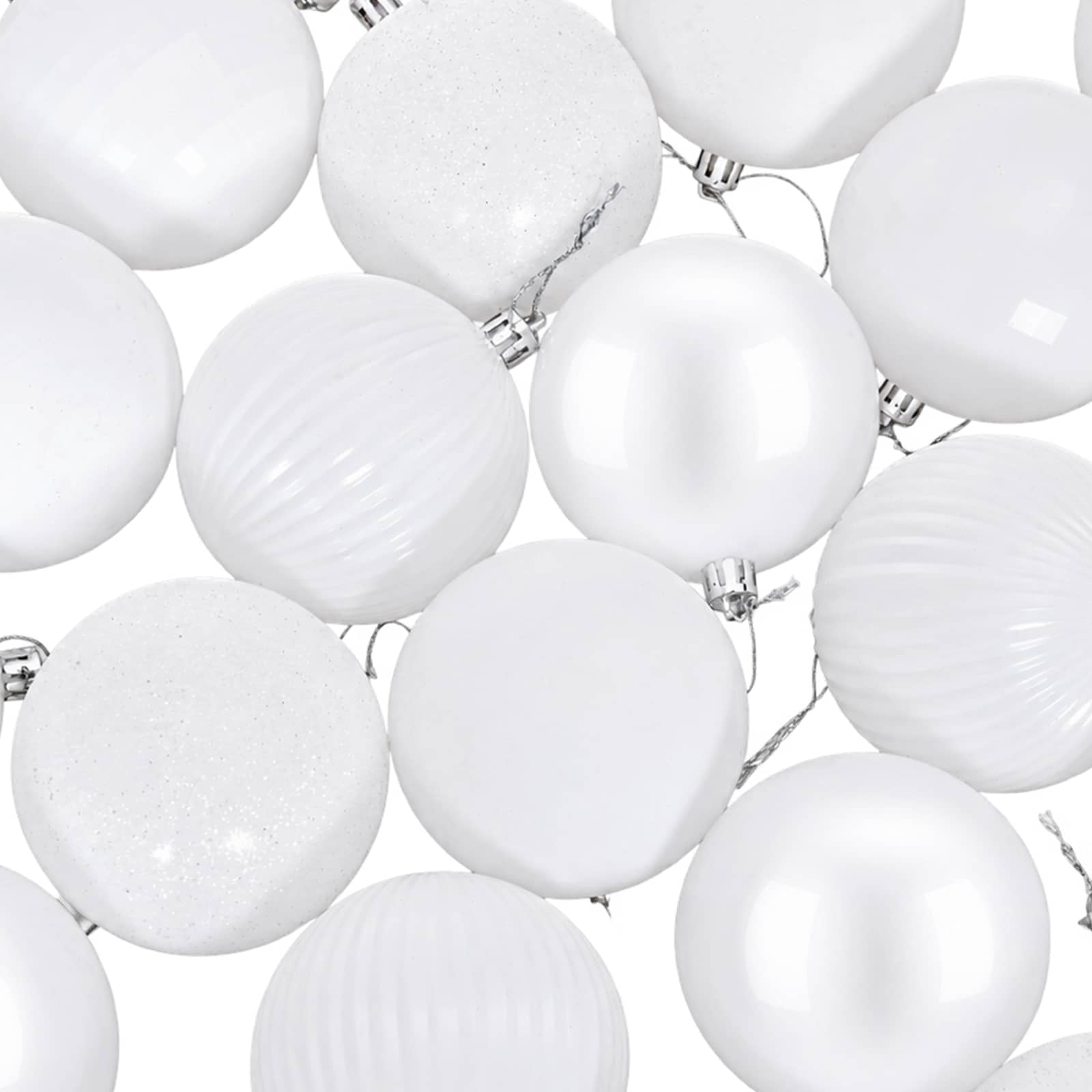 Set di Palline di Natale 50 pz Bianco 8 cm Polistirolo