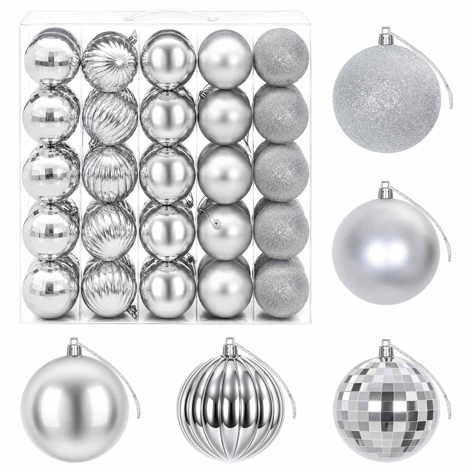 Set di Palline di Natale 50 pz Argento 8 cm Polistirolo