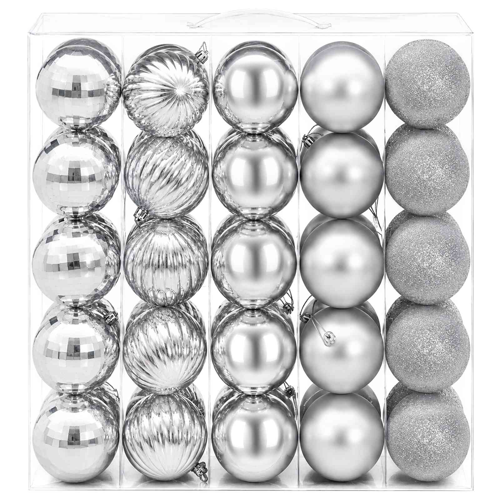 Set di Palline di Natale 50 pz Argento 8 cm Polistirolo
