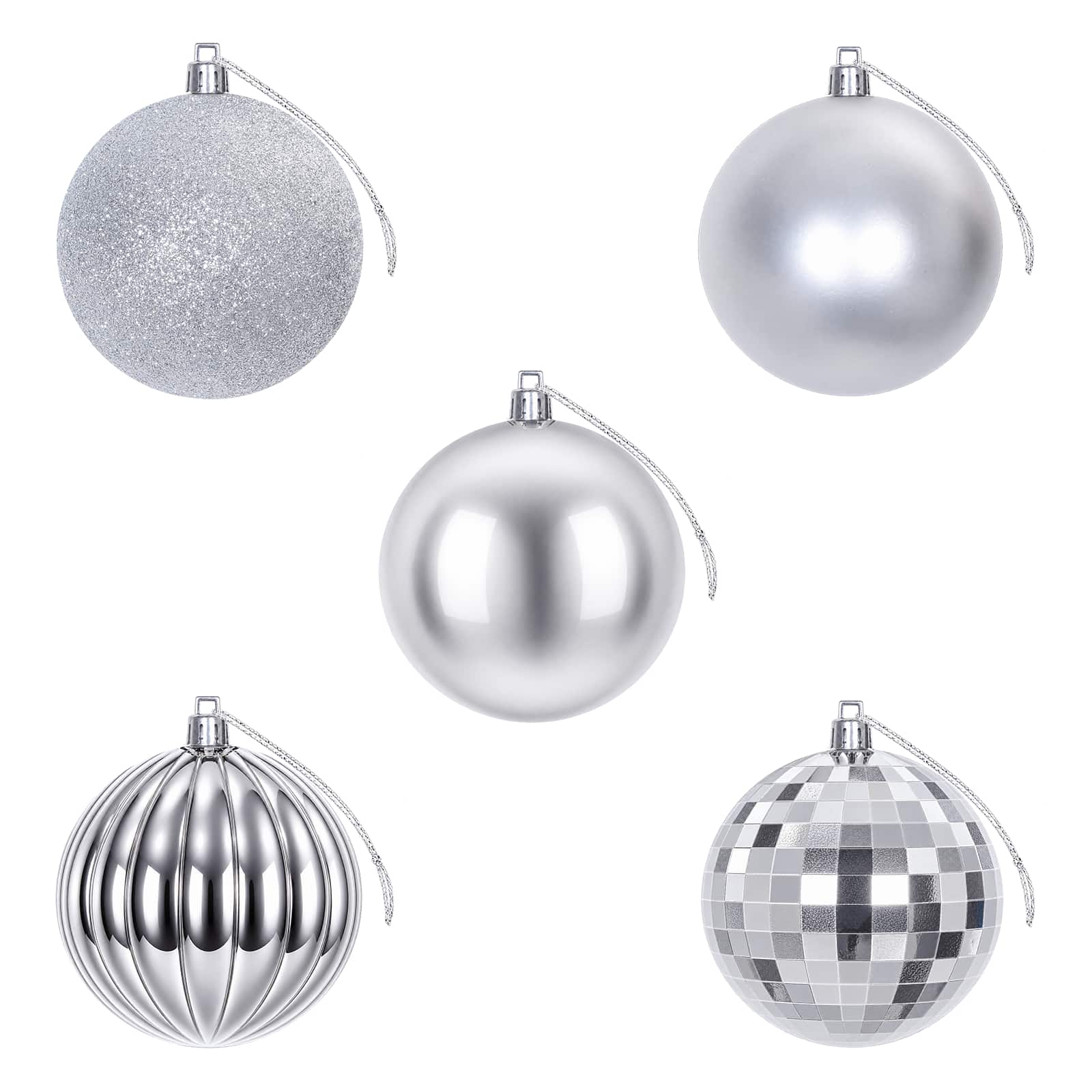 Set di Palline di Natale 50 pz Argento 8 cm Polistirolo