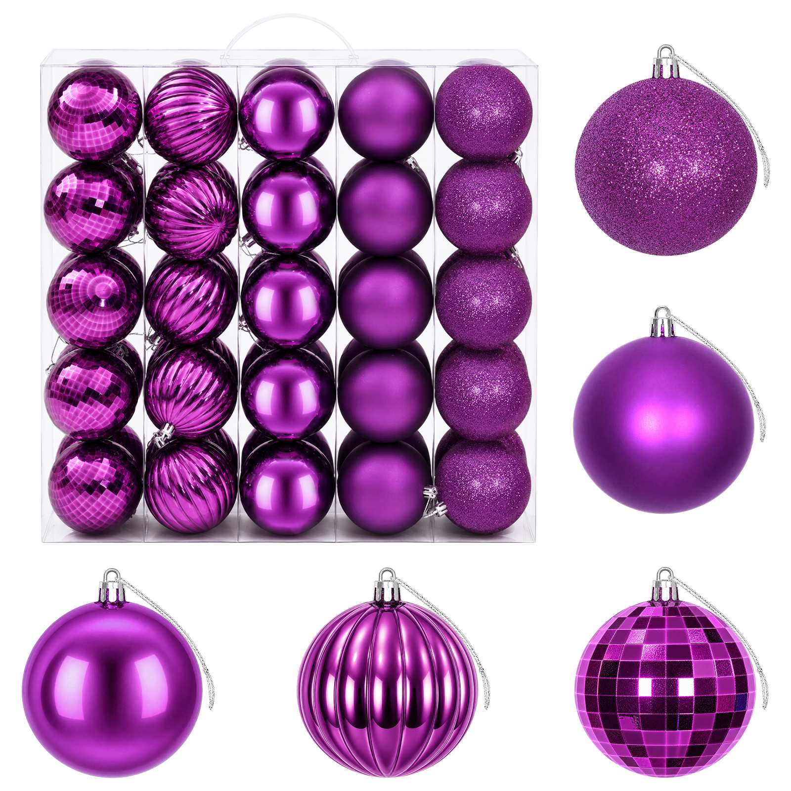 Set di Palline di Natale 50 pz Lillà 8 cm Polistirolo