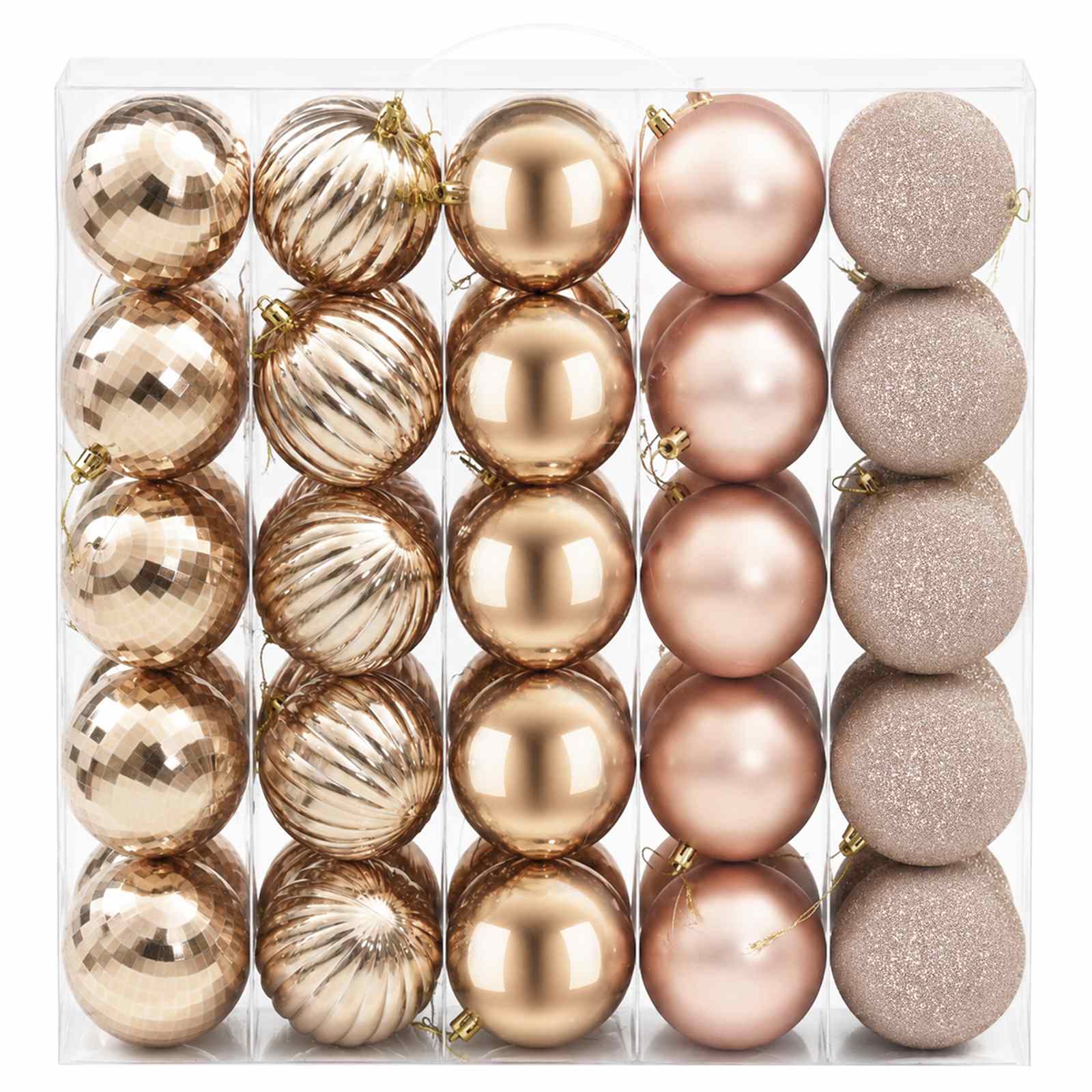 Set di Palline di Natale 50 pz Oro rosa 8 cm Polistirolo